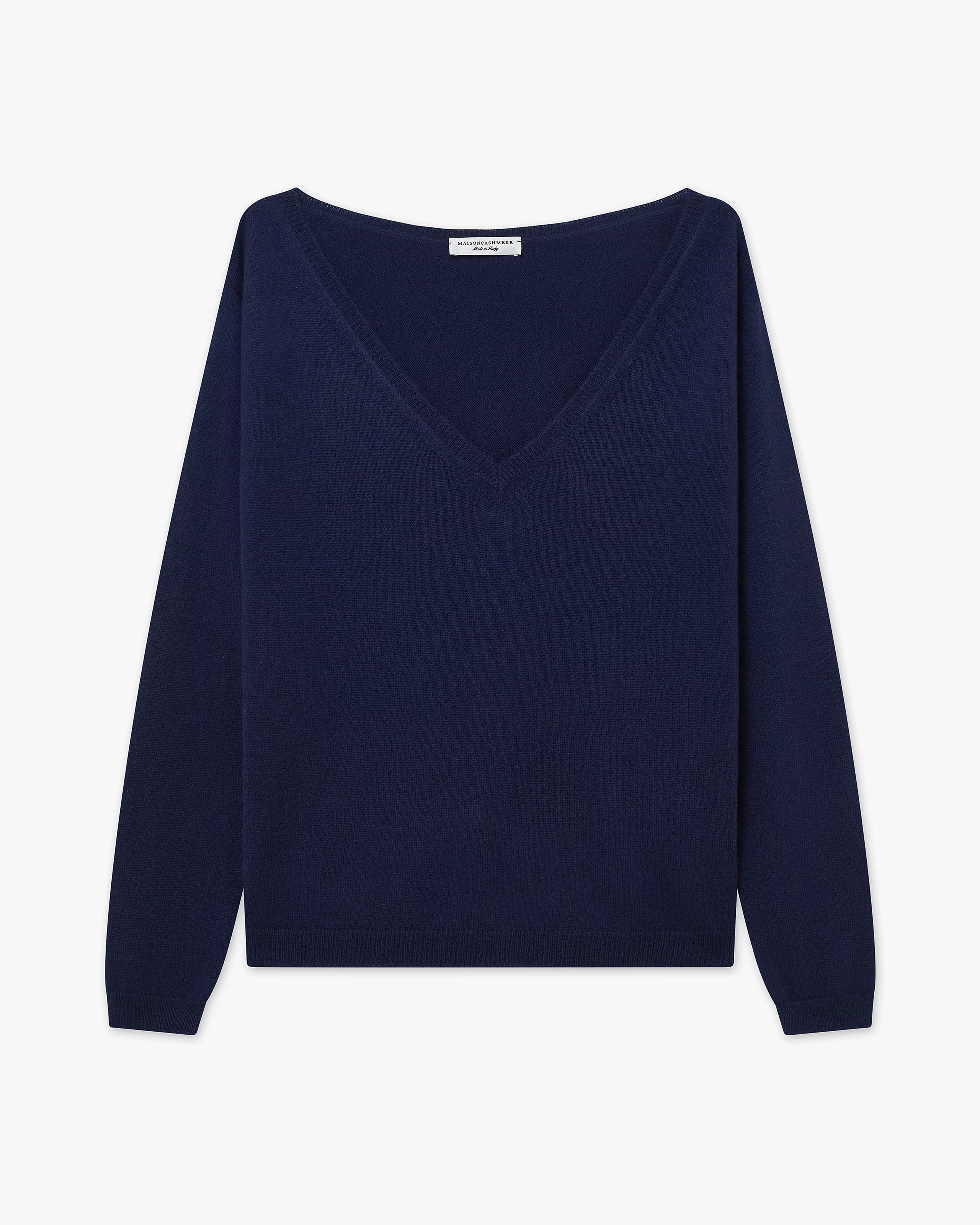 Essential Wide V-Neck Sweater - Blue Cashmere