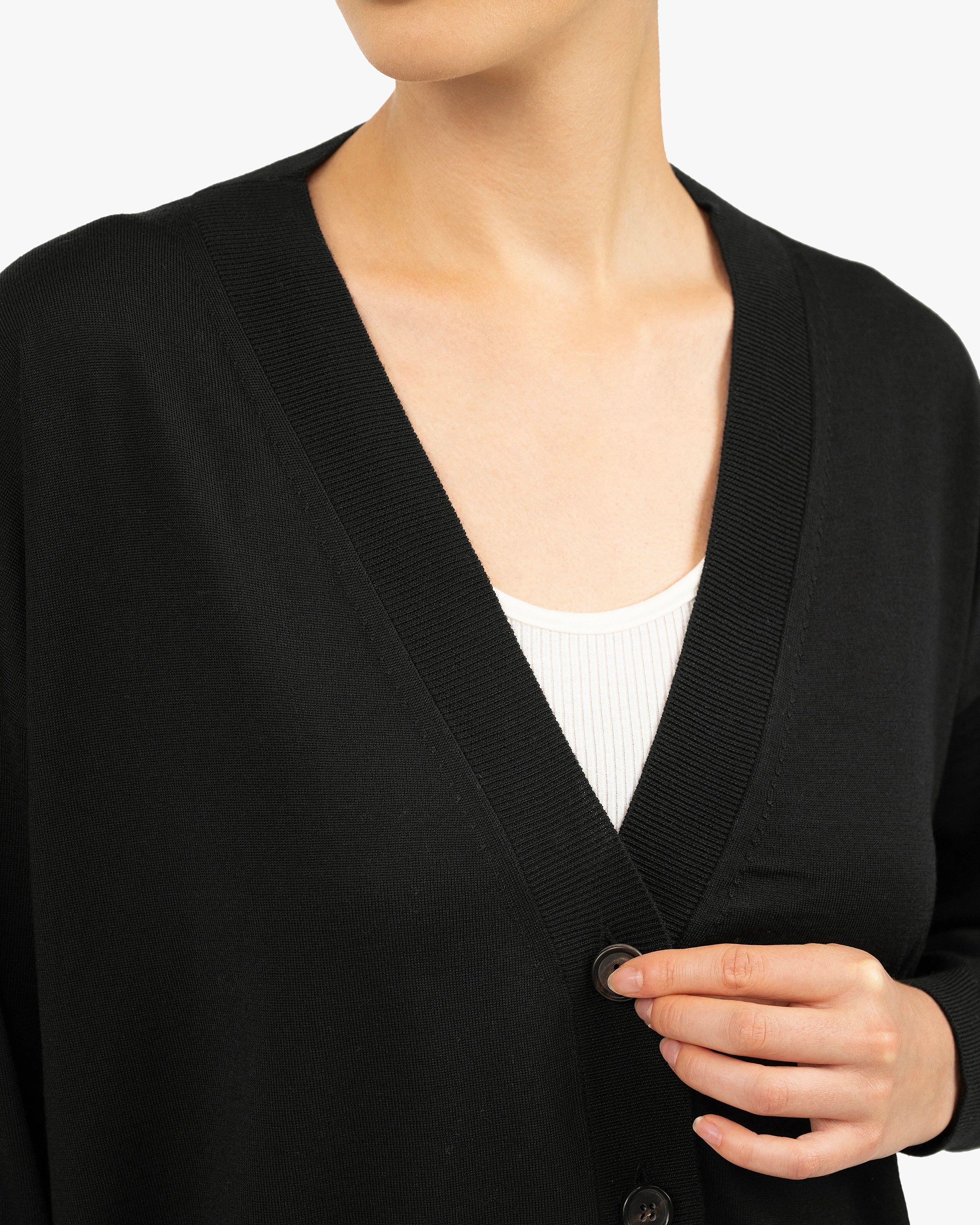 Seraphine Maxi Cardigan - Black Merino Superfine