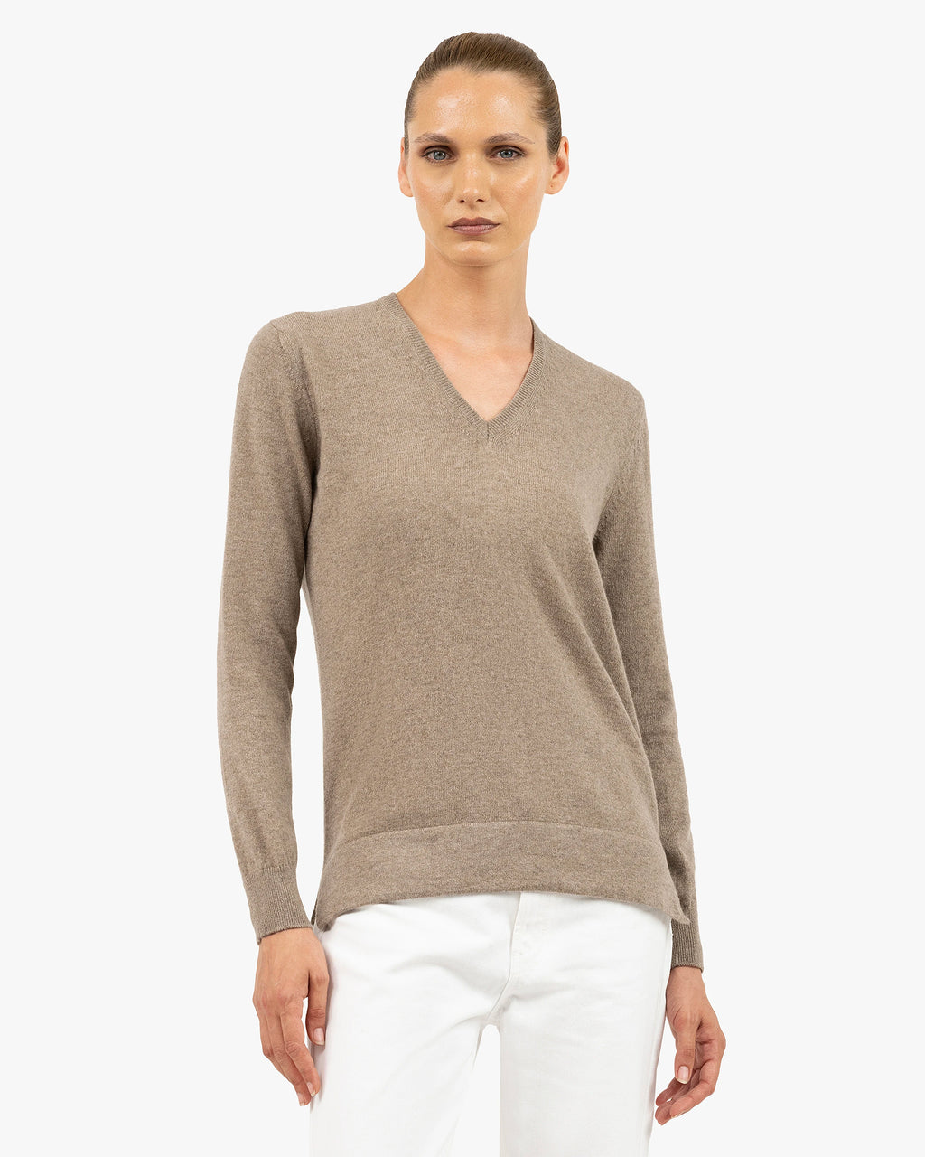 Women's Florenz V-Neck Sweater - Taupe Cashmere