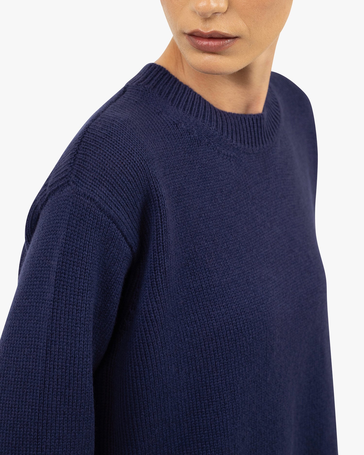 Women's Funes Merino Crew Neck Jumper Blue MaisonCashmere