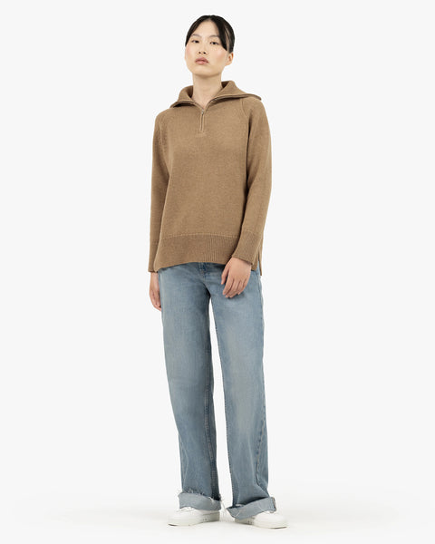 Women's Funes Zip Sweater - Hazelnut Merino