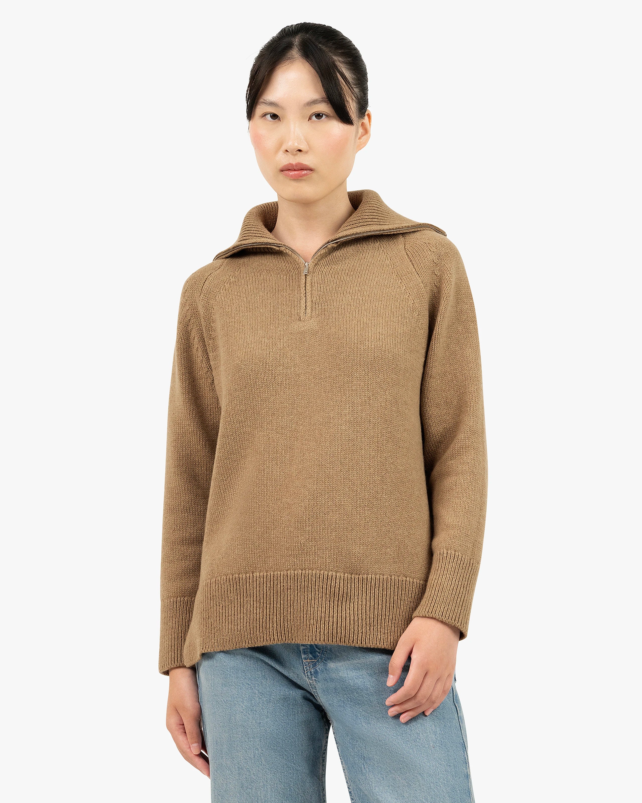 Women's Funes Zip Sweater - Hazelnut Merino