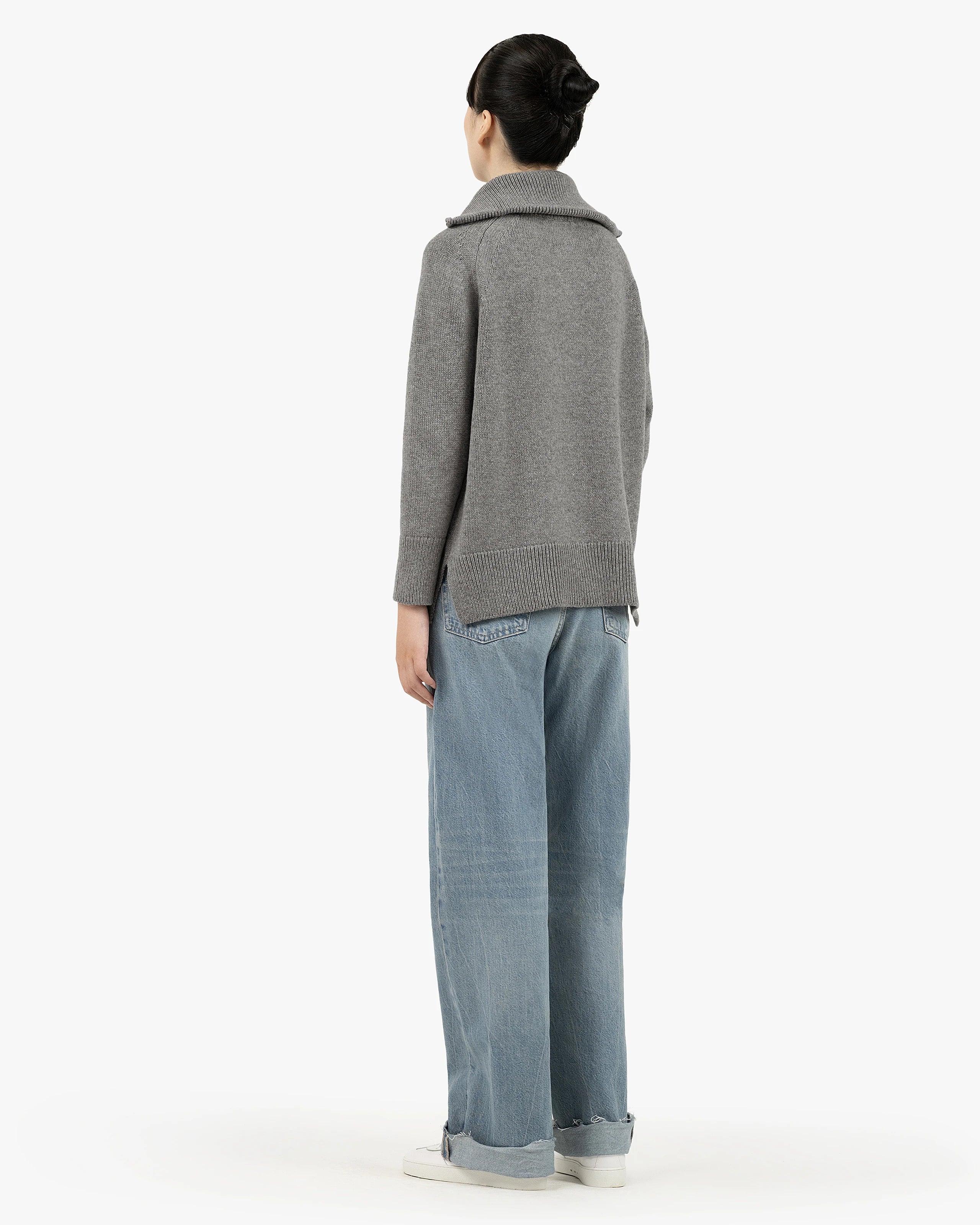 Women's Funes Zip Sweater - Grey Merino