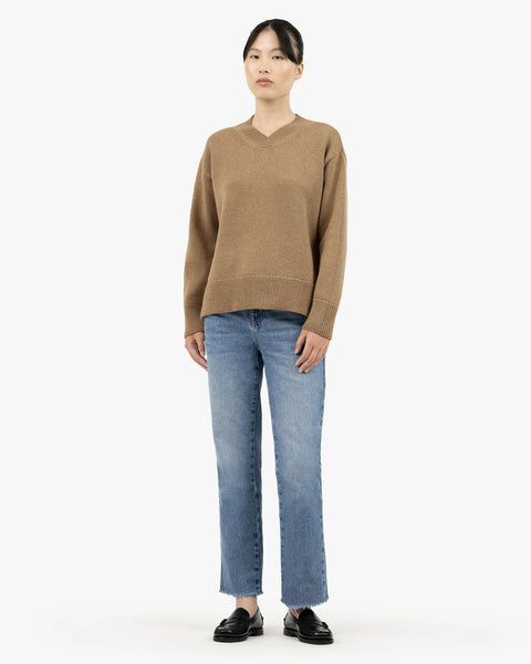 Women's Funes V-Neck Sweater - Hazelnut Merino