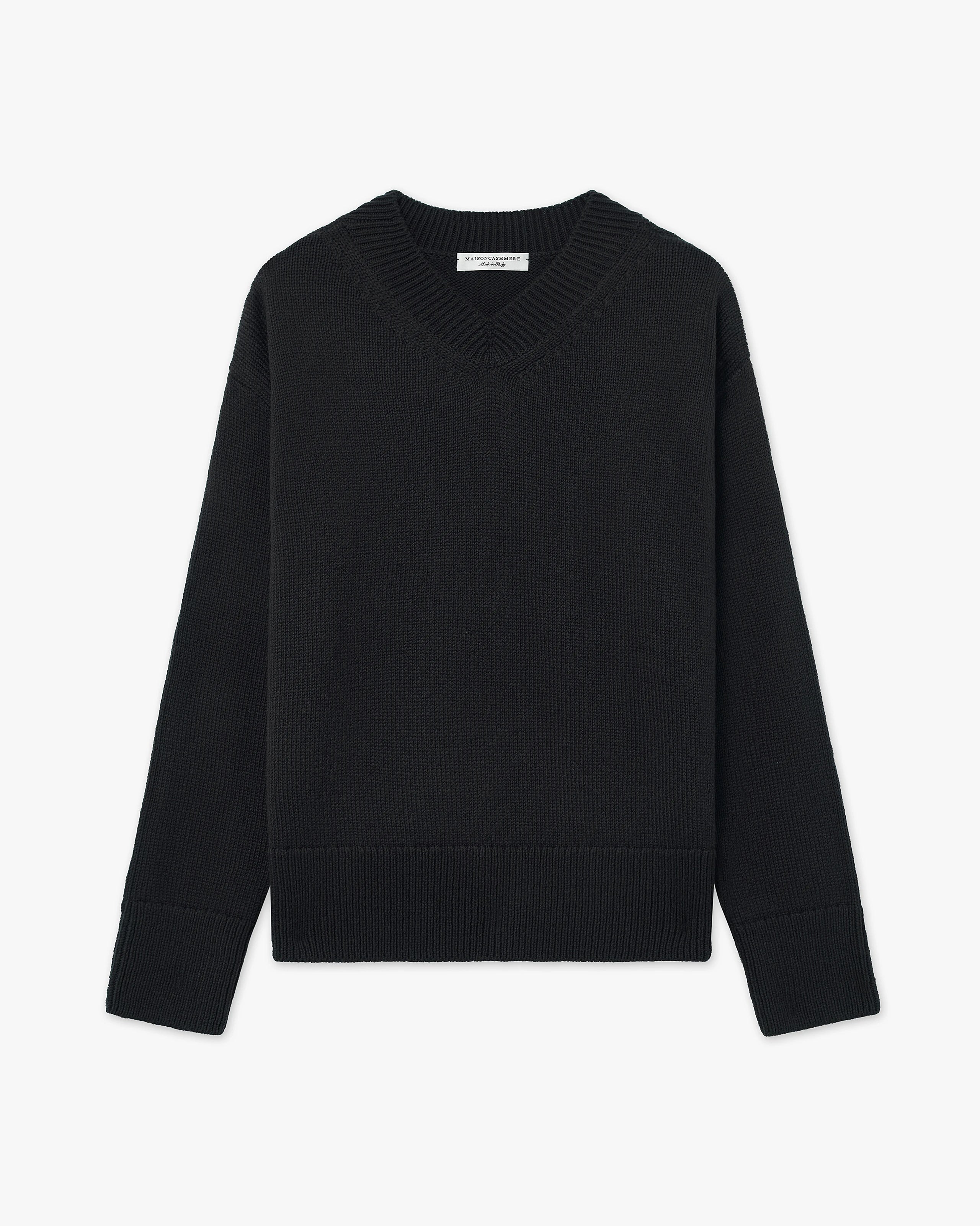Women's Funes V-Neck Sweater - Black Merino