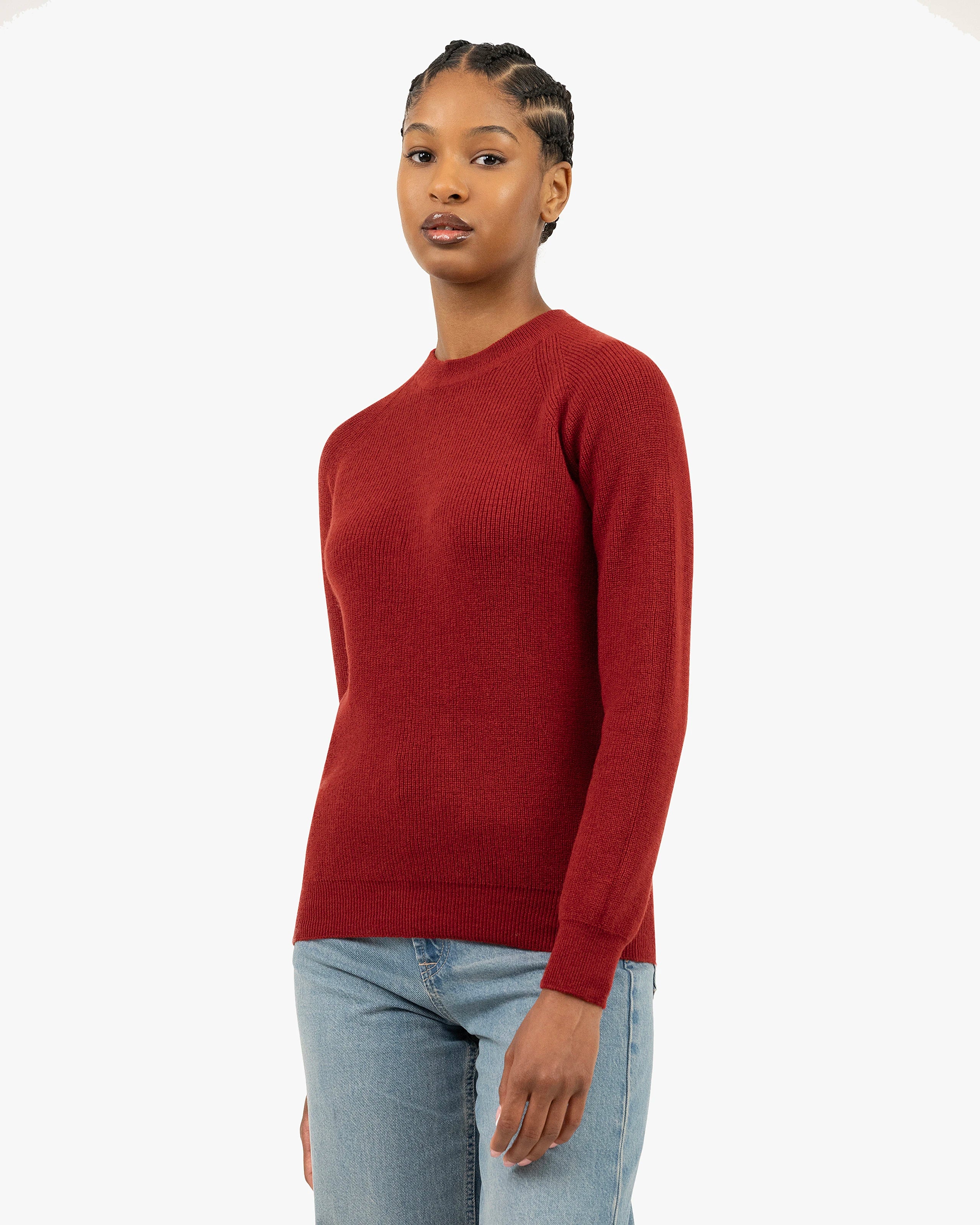 Women's Garisenda Crew Neck Sweater - Red Merino / Cashmere