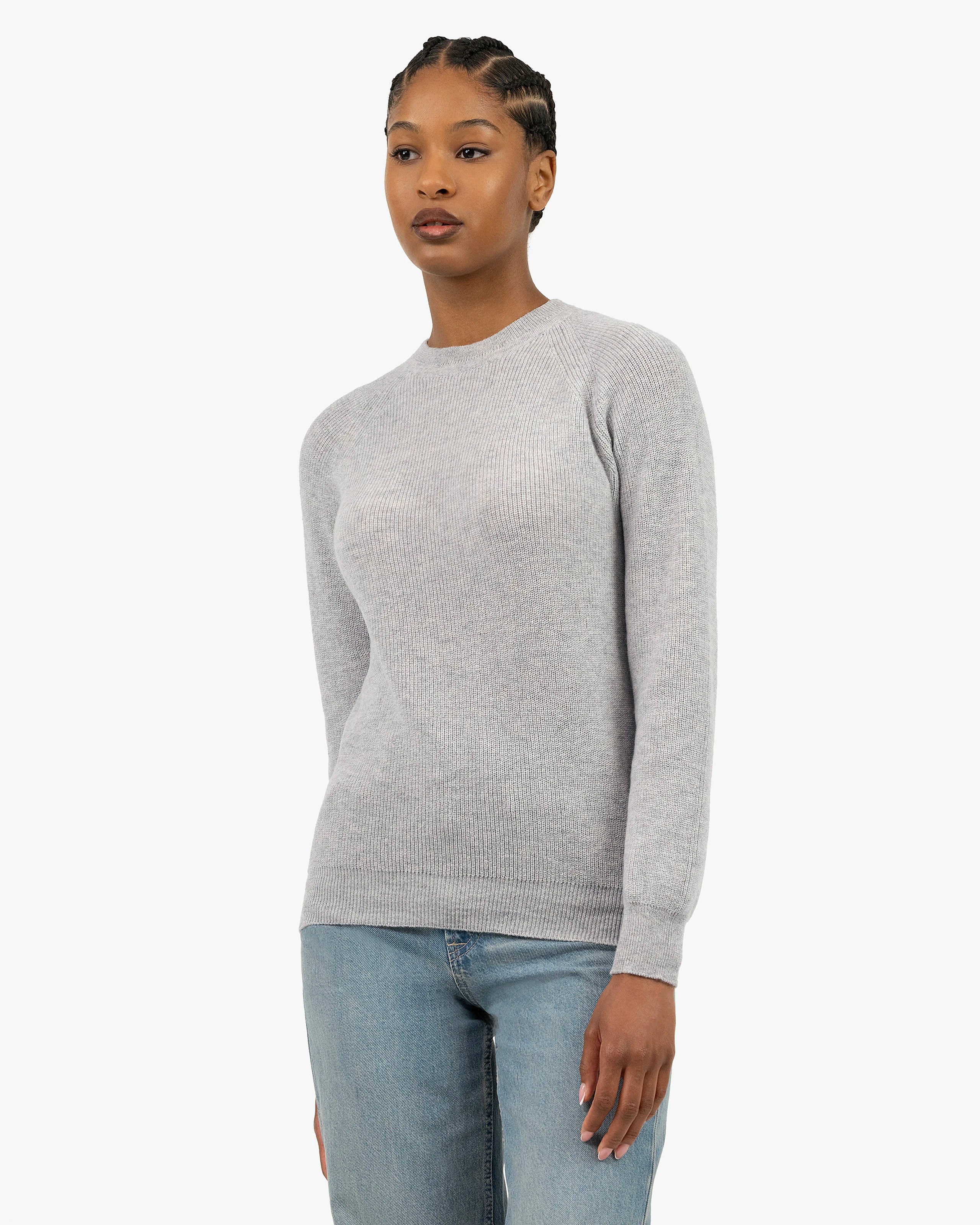 Women's Garisenda Crew Neck Sweater - Light Grey Merino / Cashmere