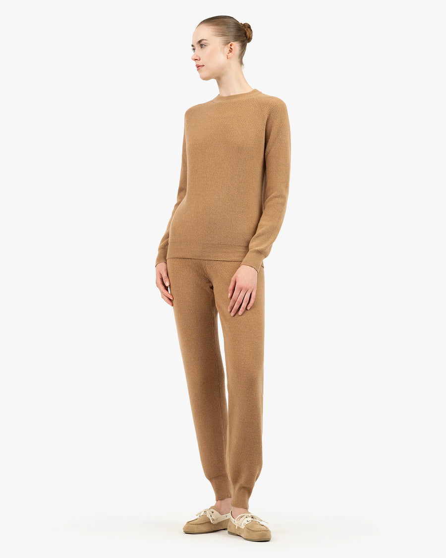 Women's Garisenda Joggers - Camel Merino / Cashmere