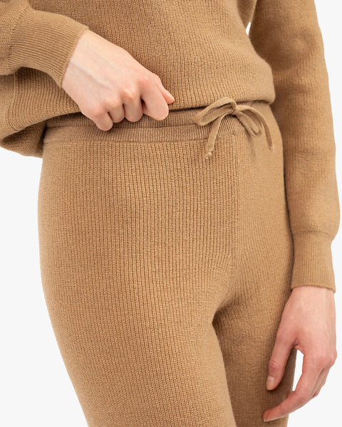 Women's Garisenda Joggers - Camel Merino / Cashmere