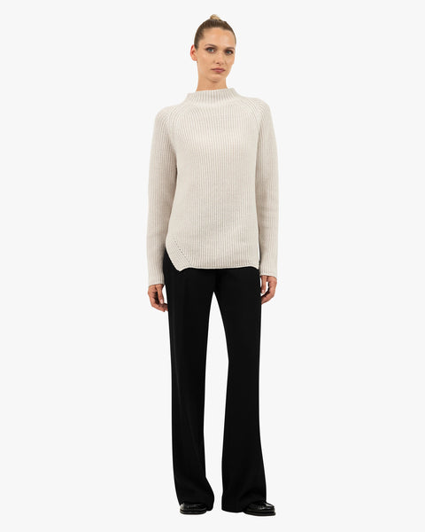 Garisenda Mock Neck Sweater - White Merino / Cashmere