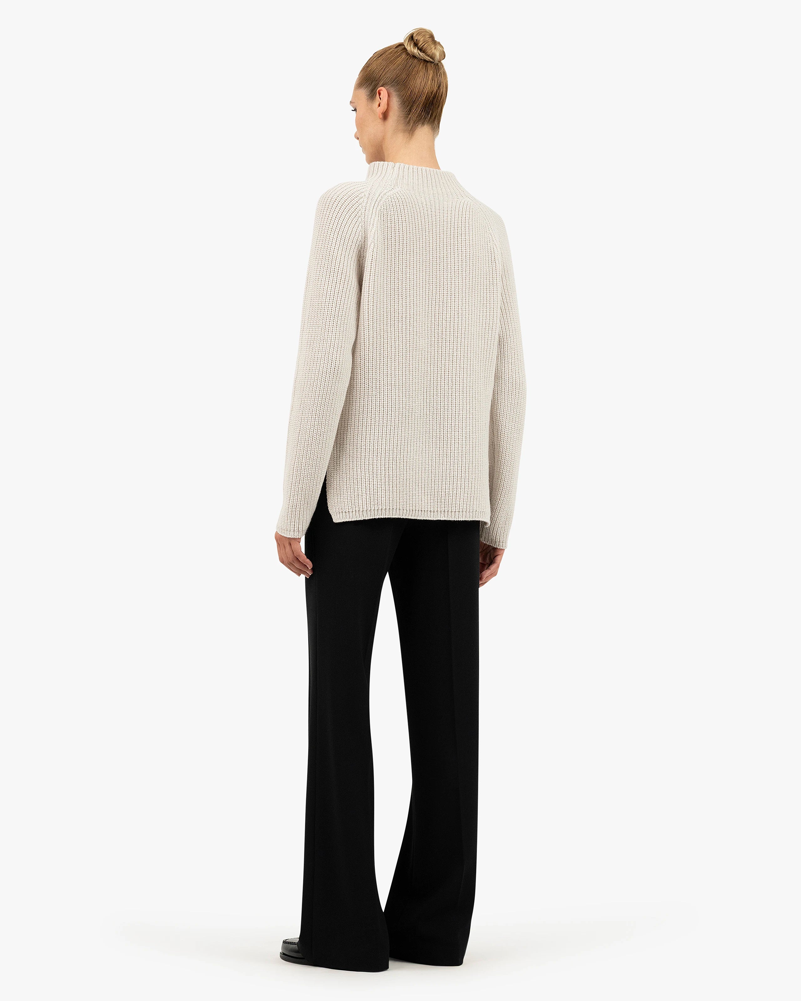 Garisenda Mock Neck Sweater - White Merino / Cashmere