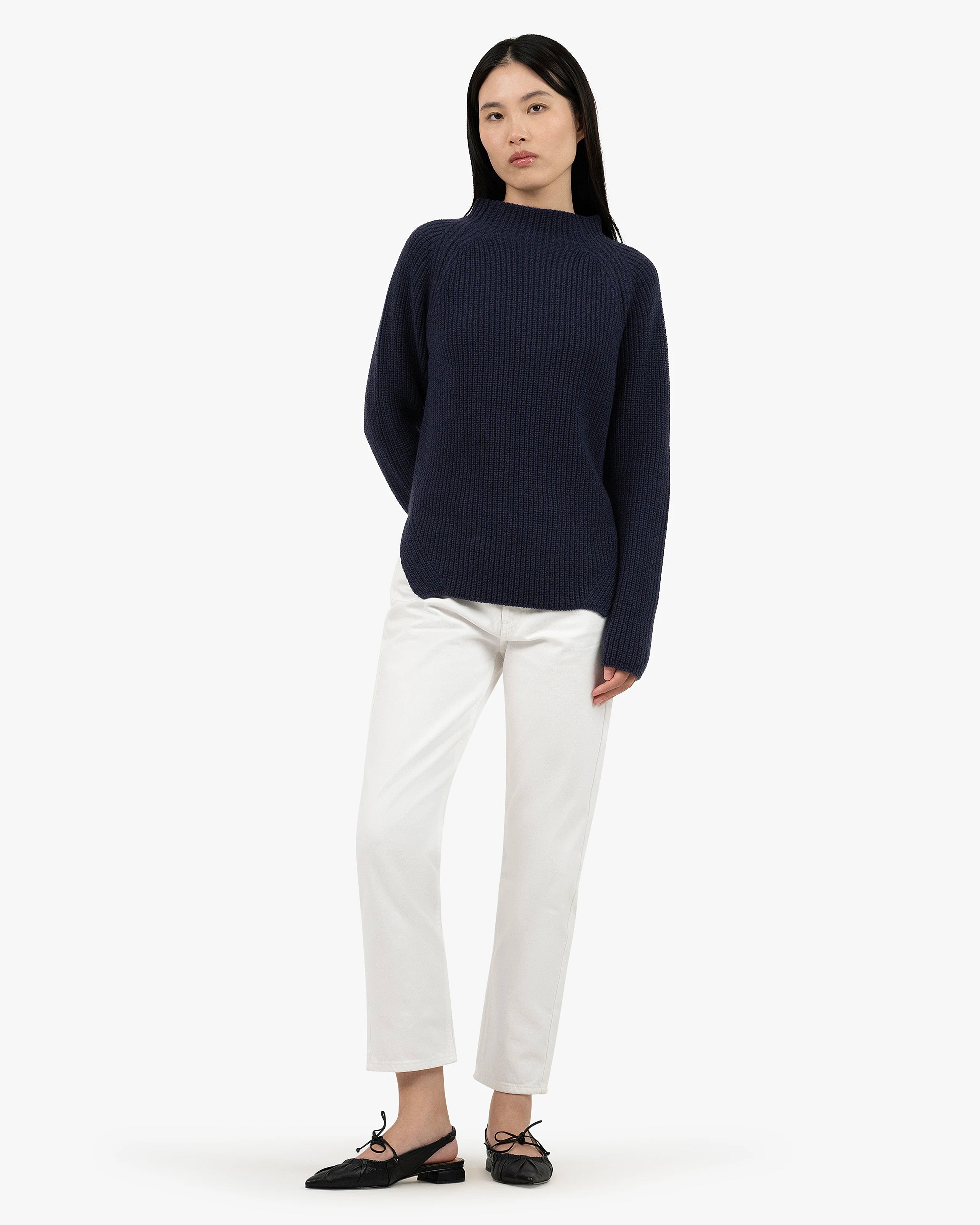 Garisenda Mock Neck Sweater - Blue Merino / Cashmere
