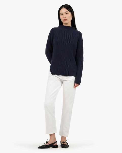 Garisenda Mock Neck Sweater - Blue Merino / Cashmere
