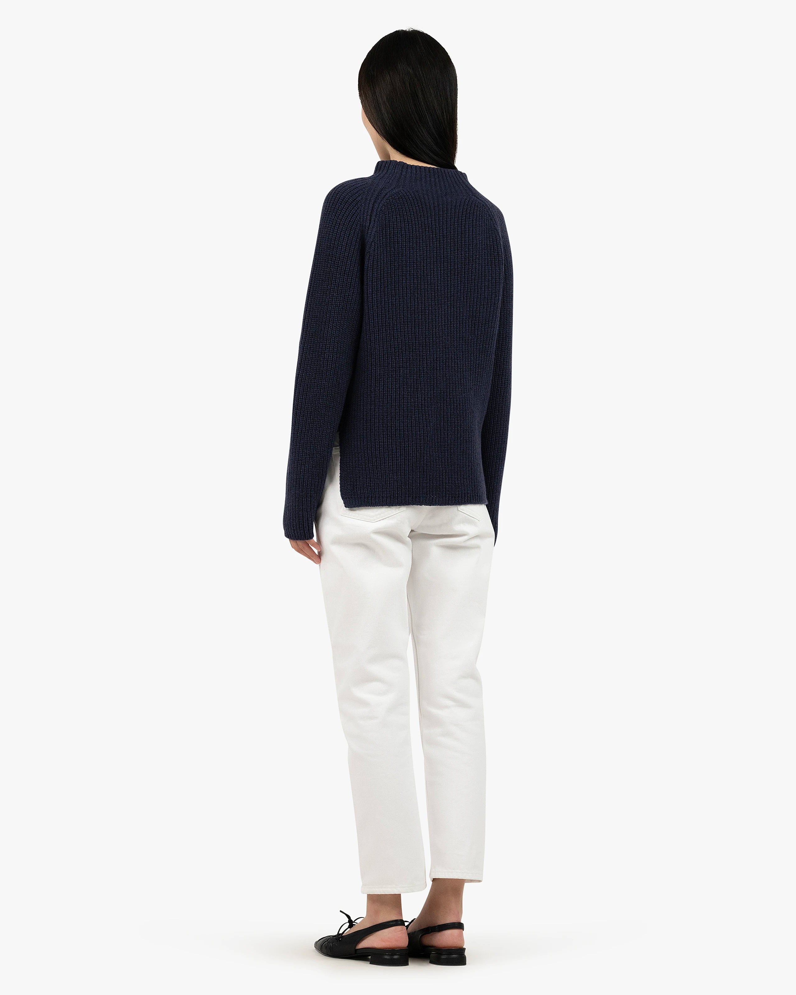 Garisenda Mock Neck Sweater - Blue Merino / Cashmere