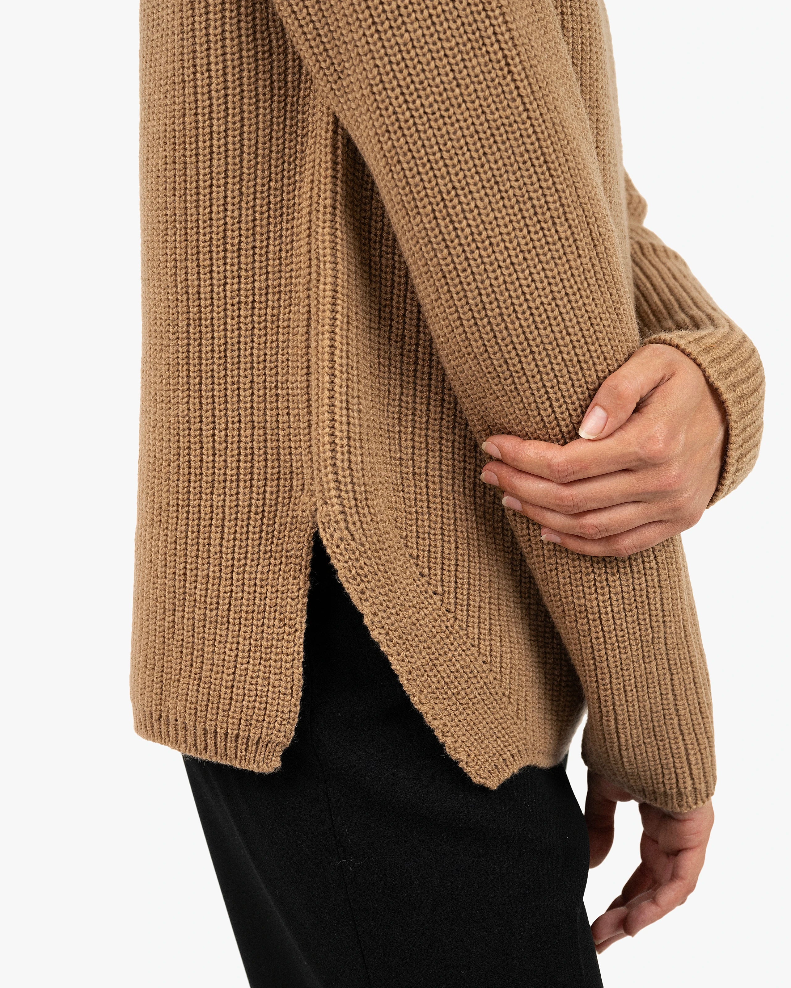 Garisenda Mock Neck Sweater - Camel Merino / Cashmere