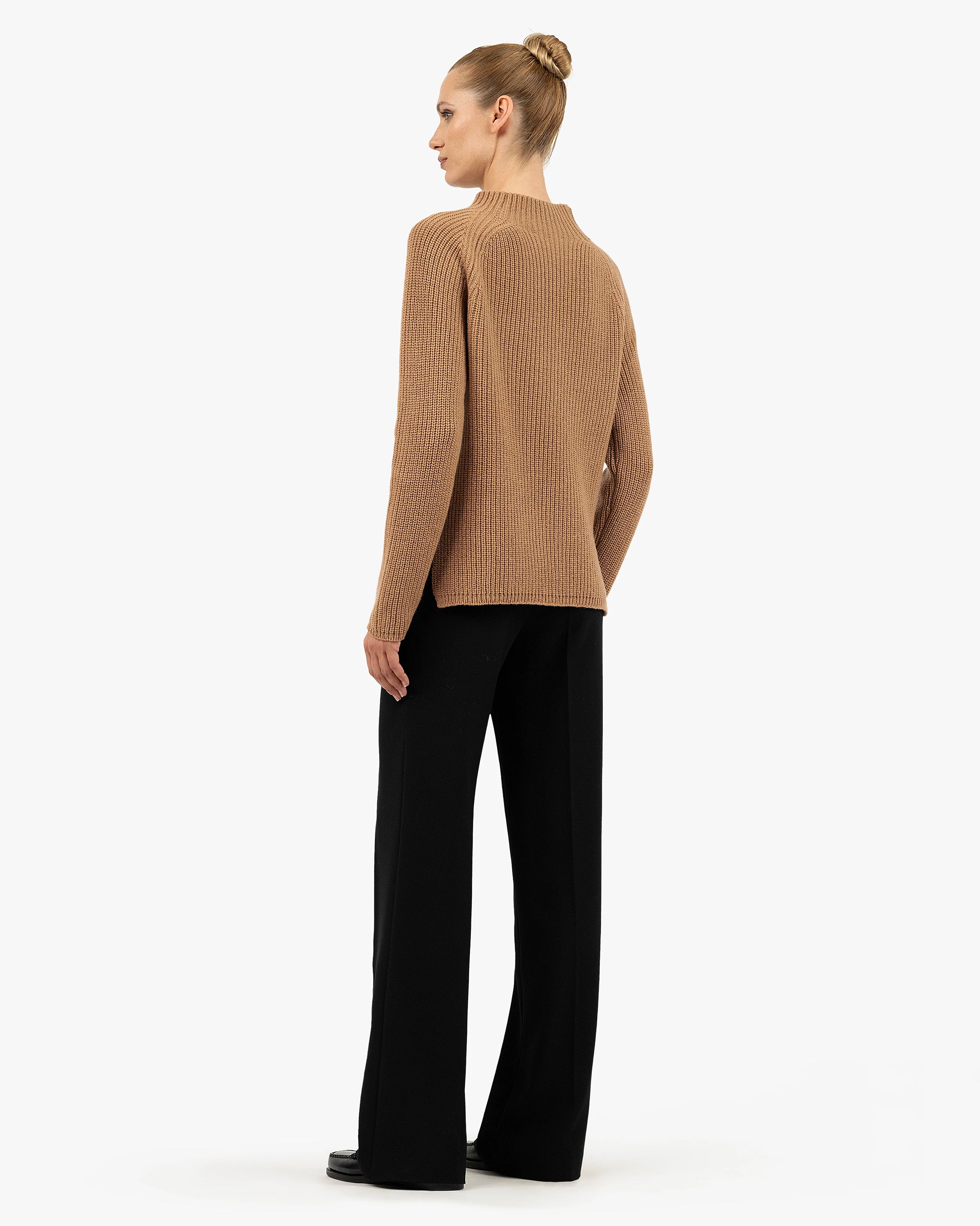 Garisenda Mock Neck Sweater - Camel Merino / Cashmere