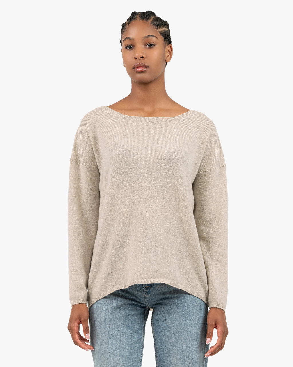 Lightness Boat Neck Sweater - Beige Cashmere