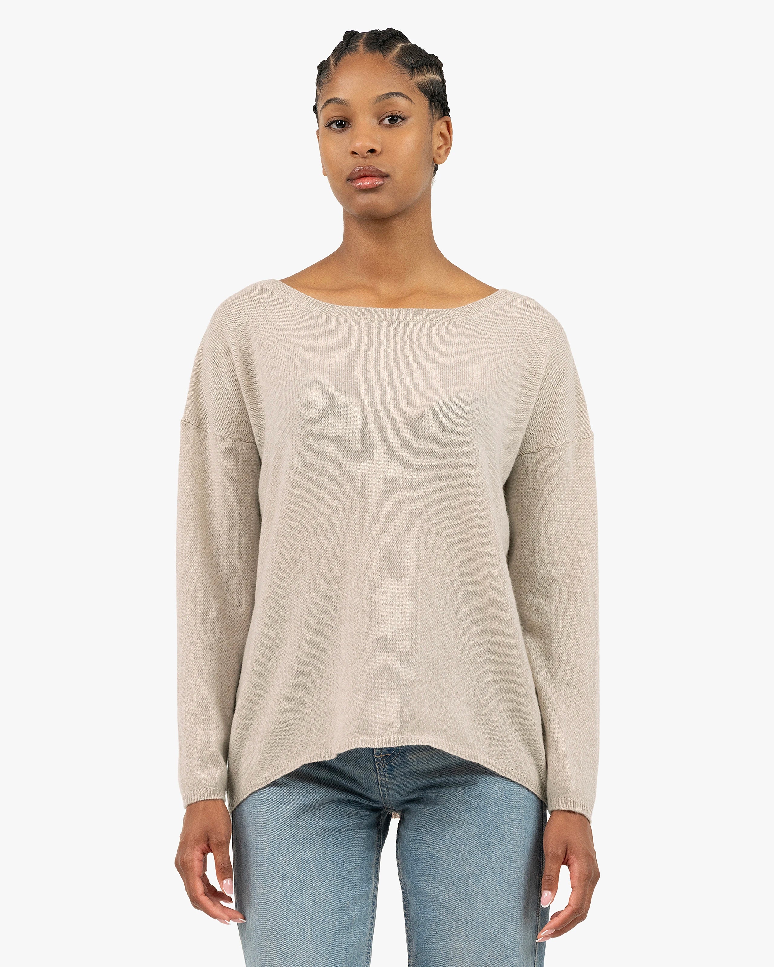 Lightness Boat Neck Sweater - Beige Cashmere