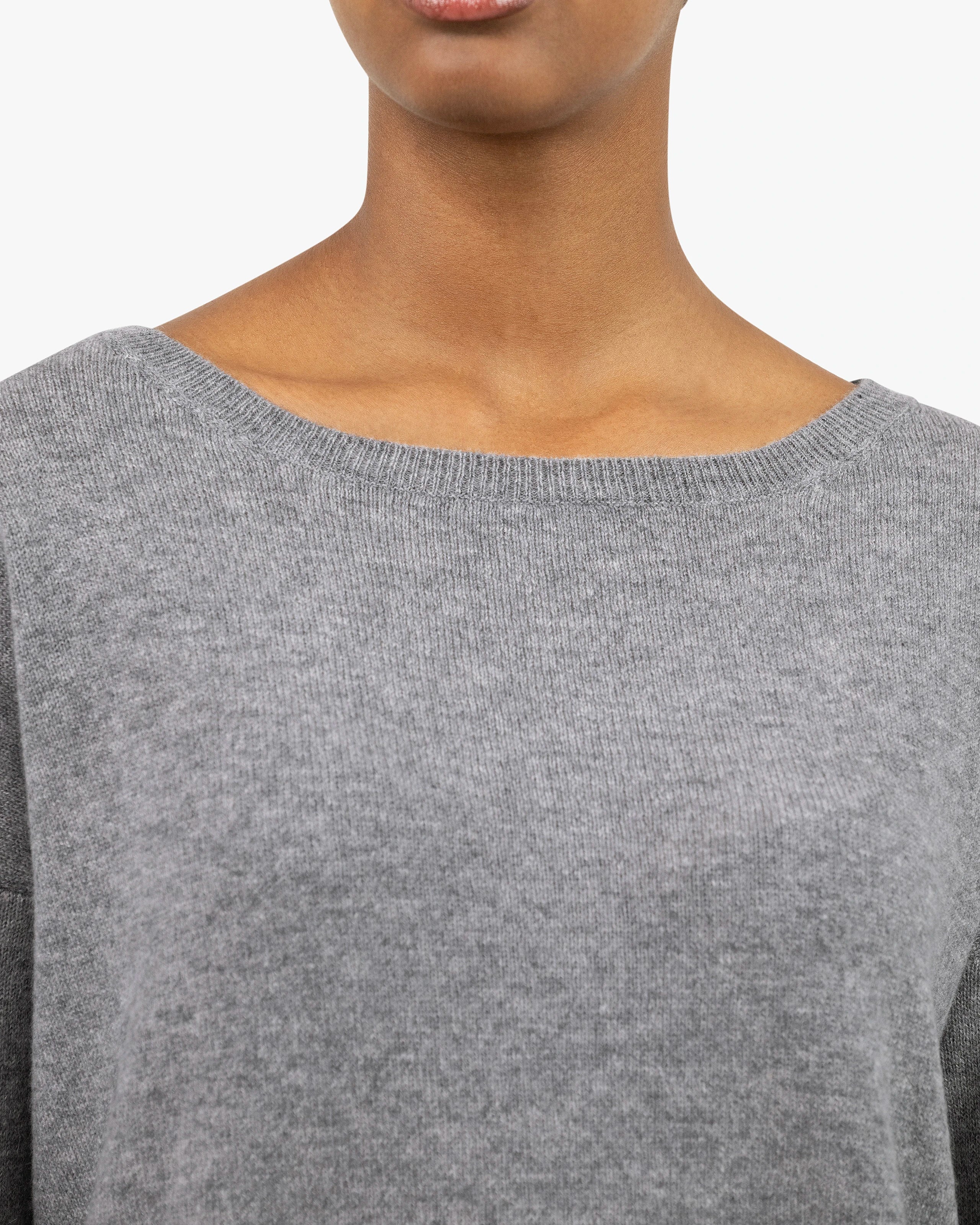Lightness Boat Neck Sweater - Medium Grey Cashmere
