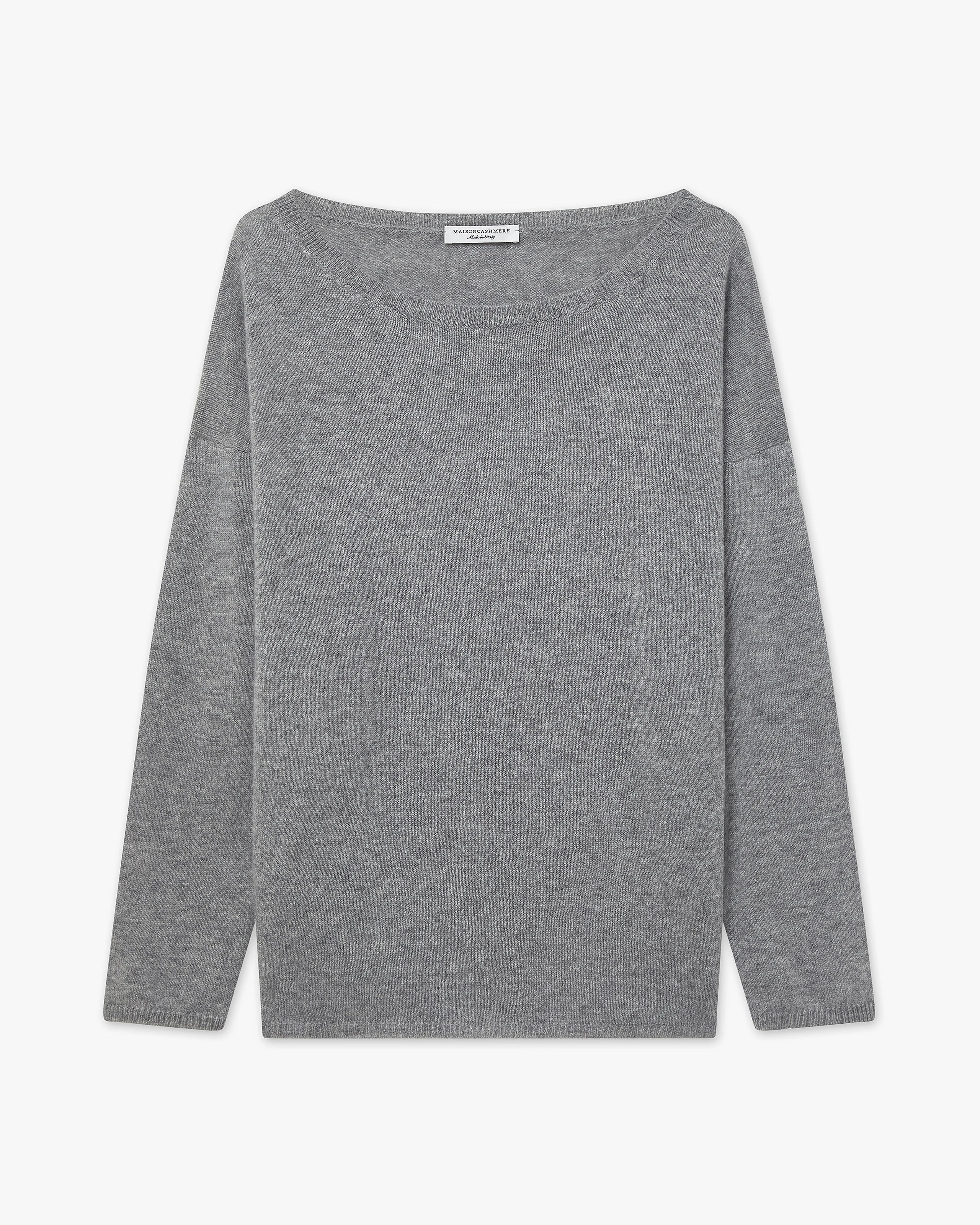 Lightness Boat Neck Sweater - Medium Grey Cashmere