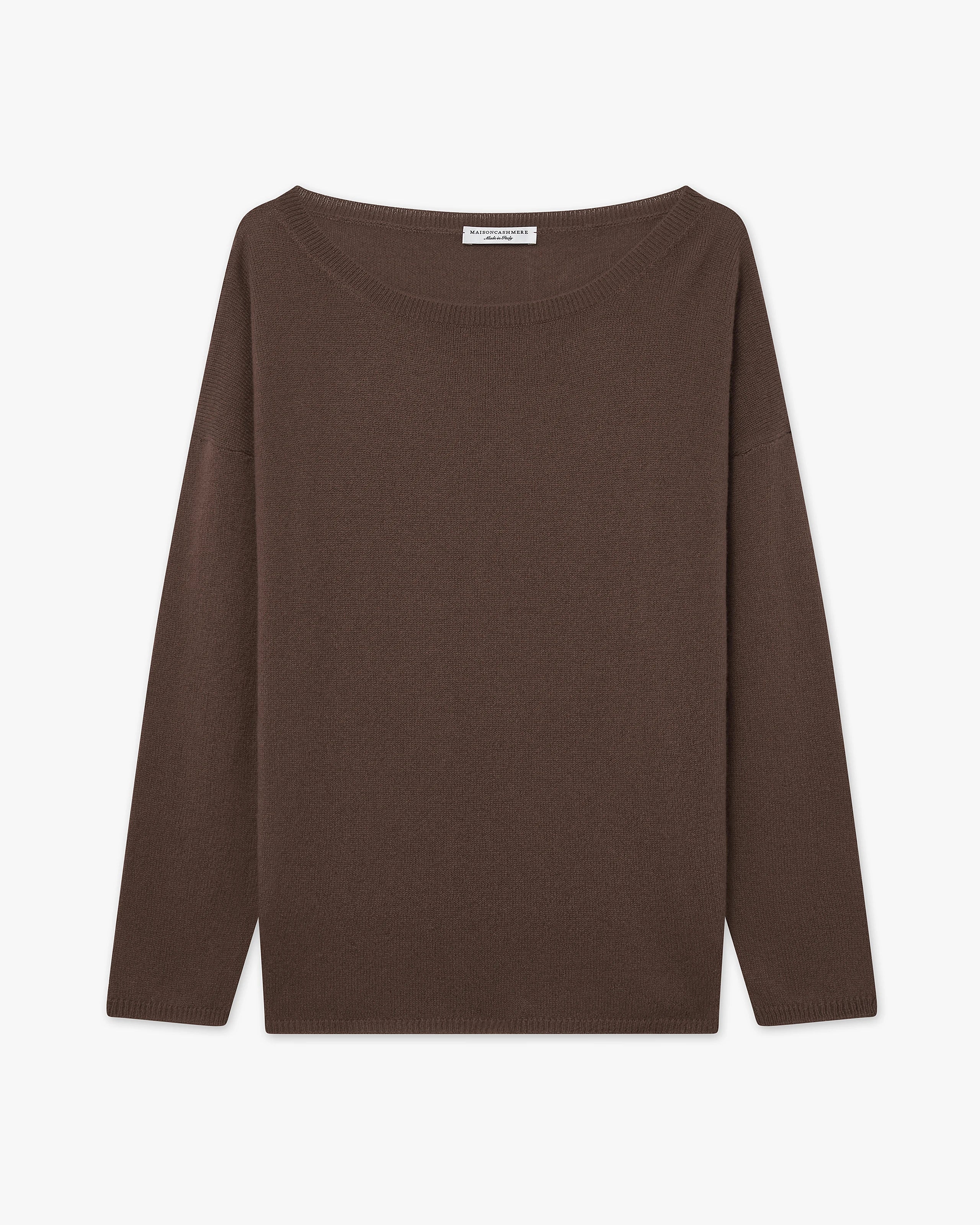 Lightness Boat Neck Sweater - Brown Cashmere