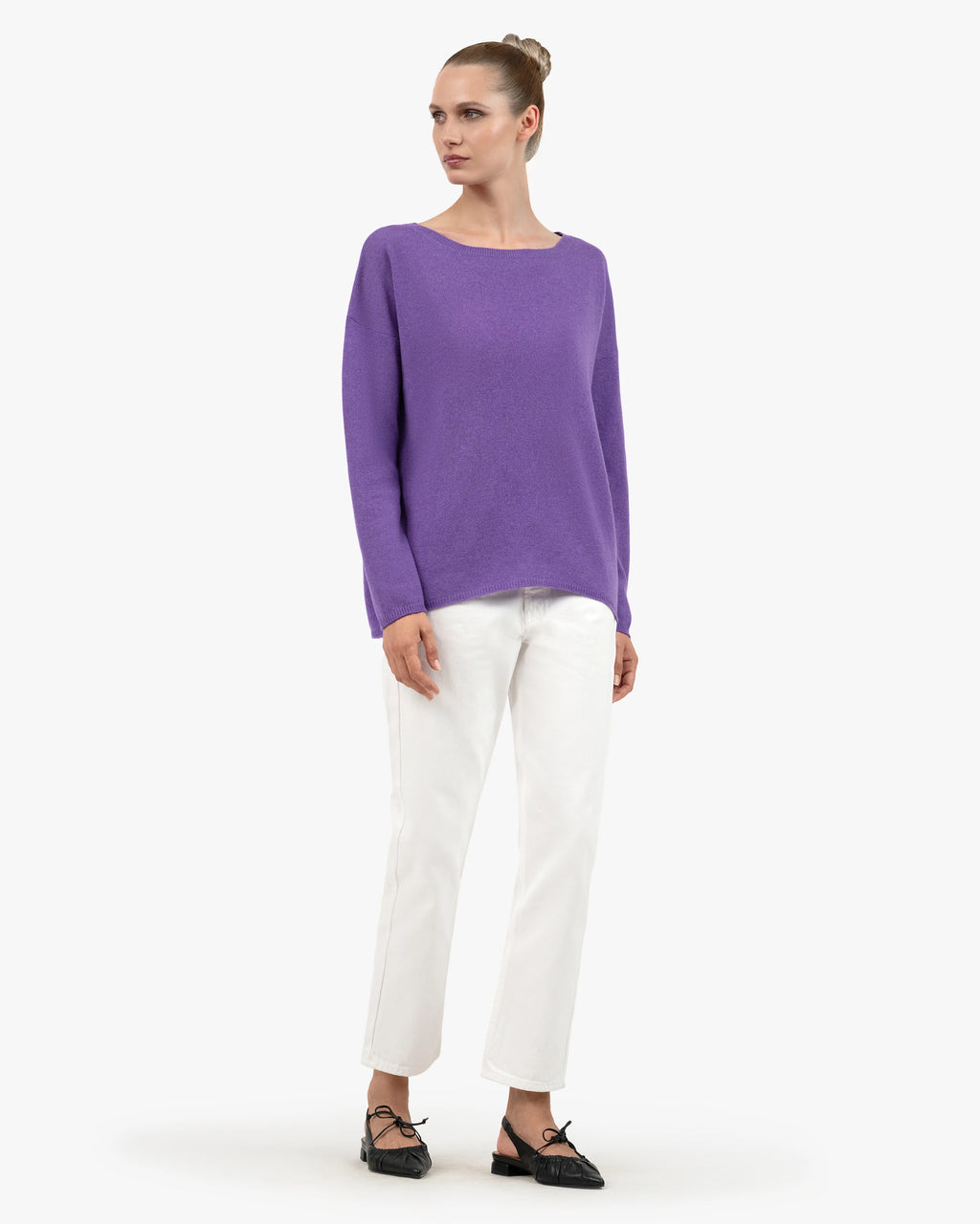 Lightness Boat Neck Sweater - Purple Cashmere