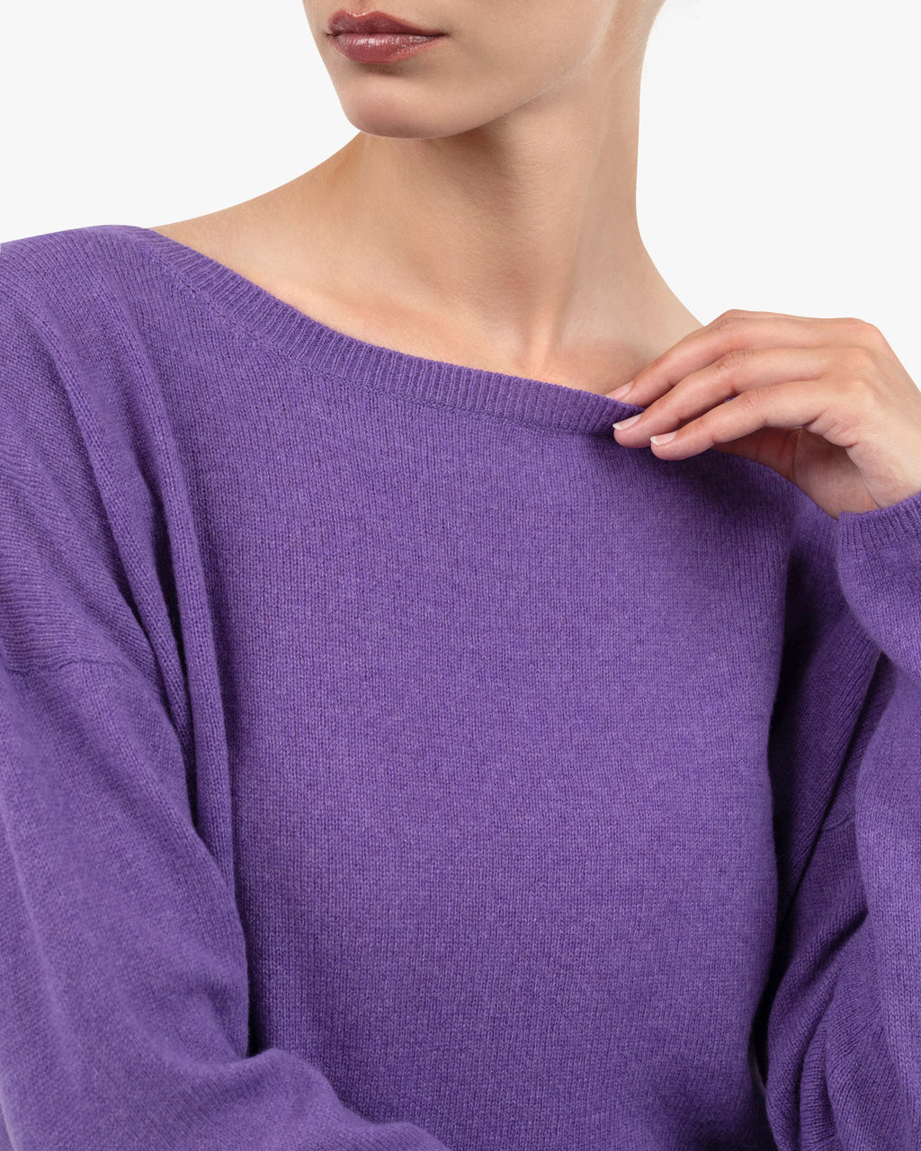 Lightness Boat Neck Sweater - Purple Cashmere