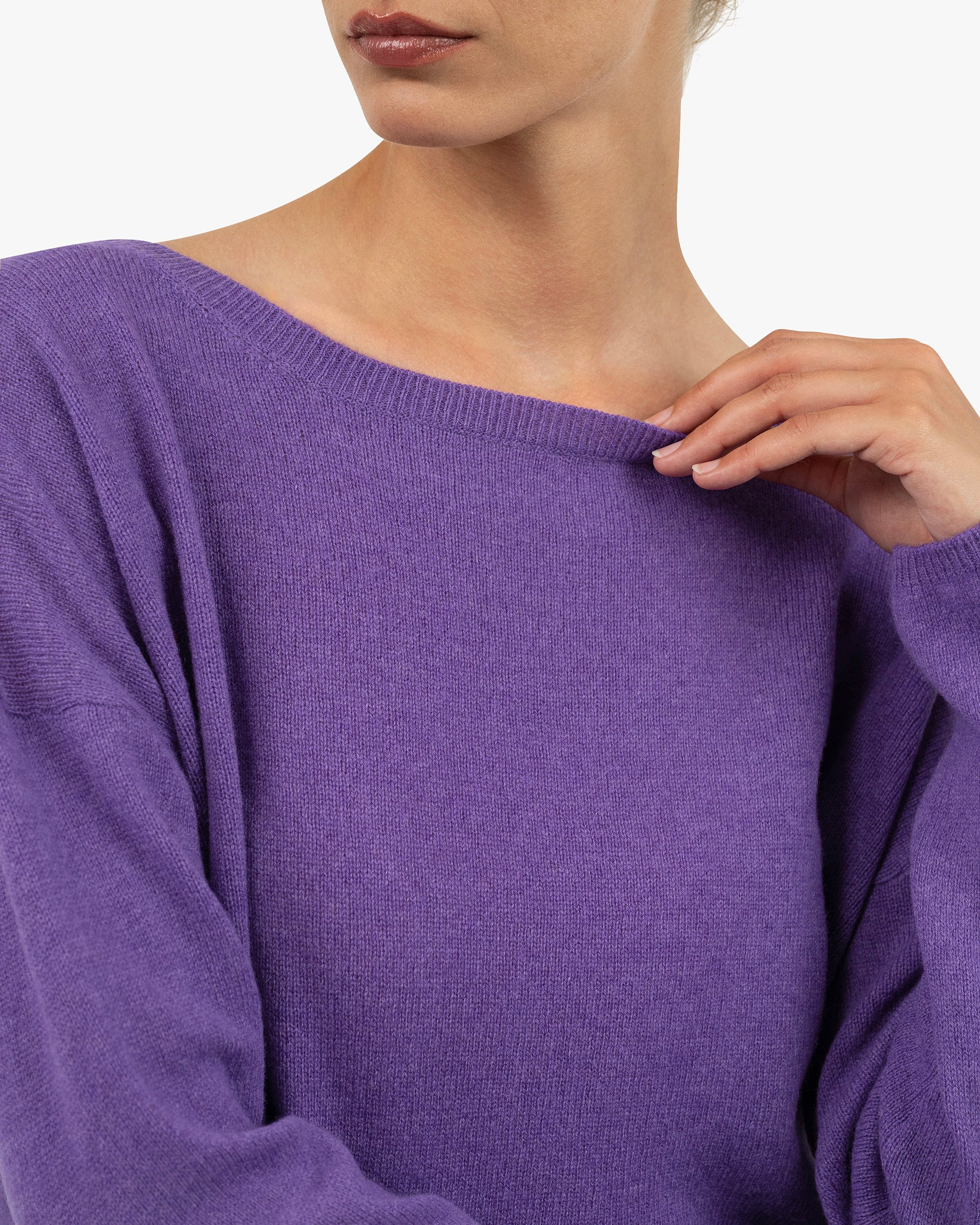 Lightness Boat Neck Sweater - Purple Cashmere