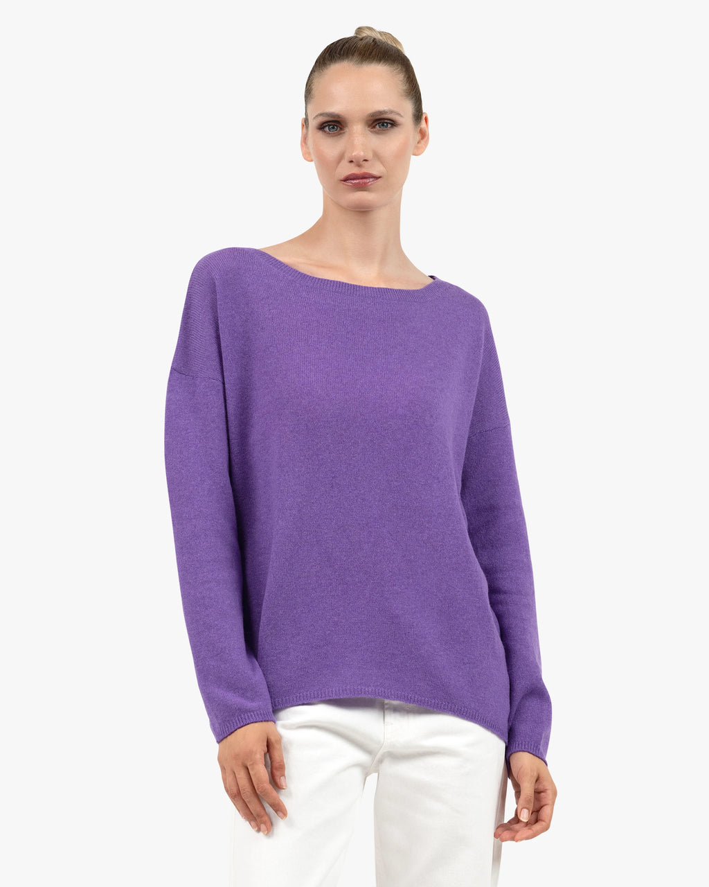 Lightness Boat Neck Sweater - Purple Cashmere