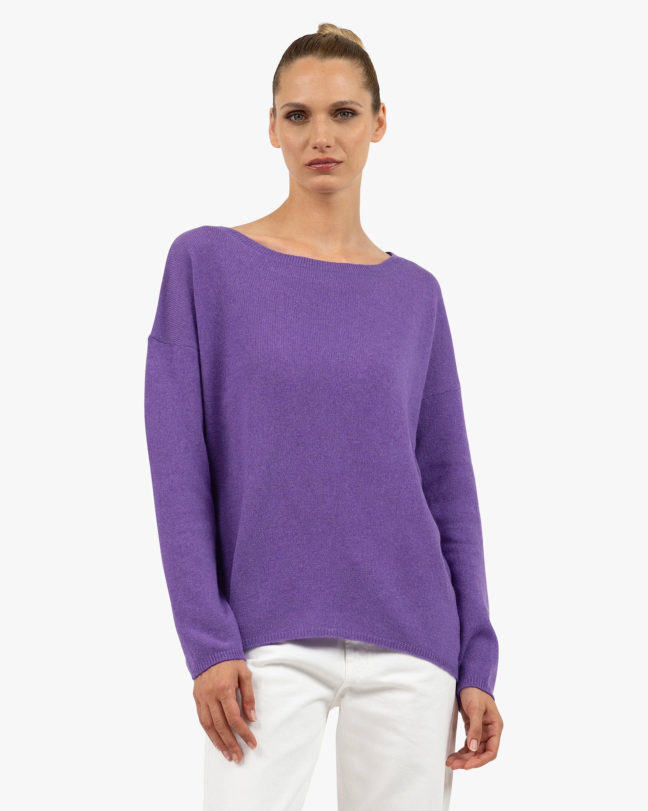 Lightness Boat Neck Sweater - Purple Cashmere