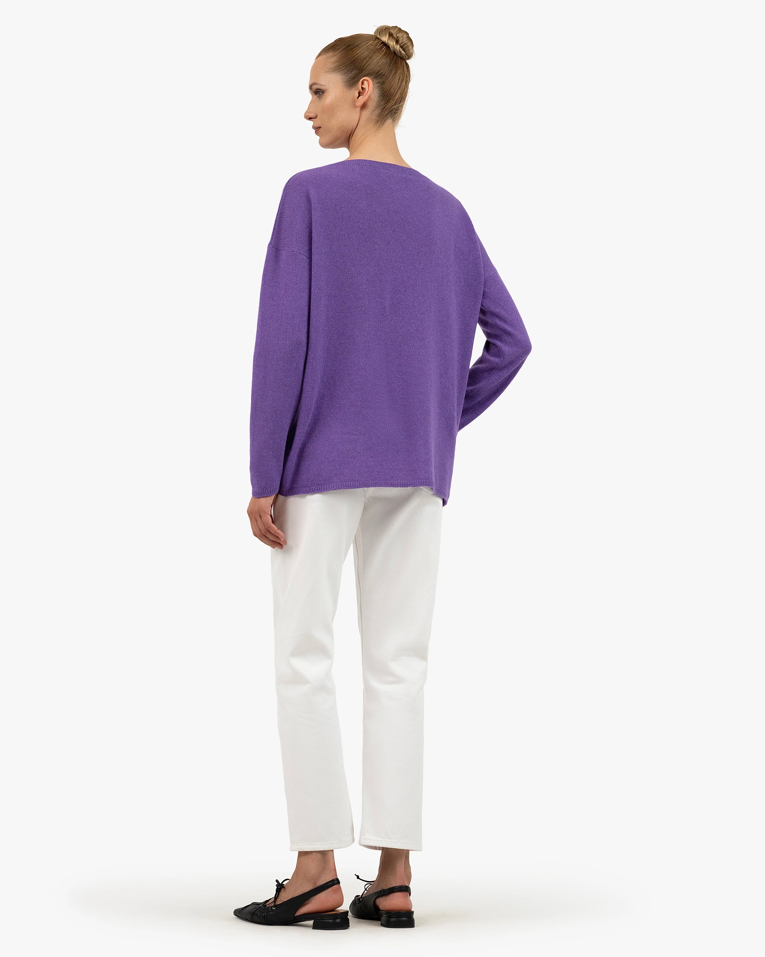 Lightness Boat Neck Sweater - Purple Cashmere