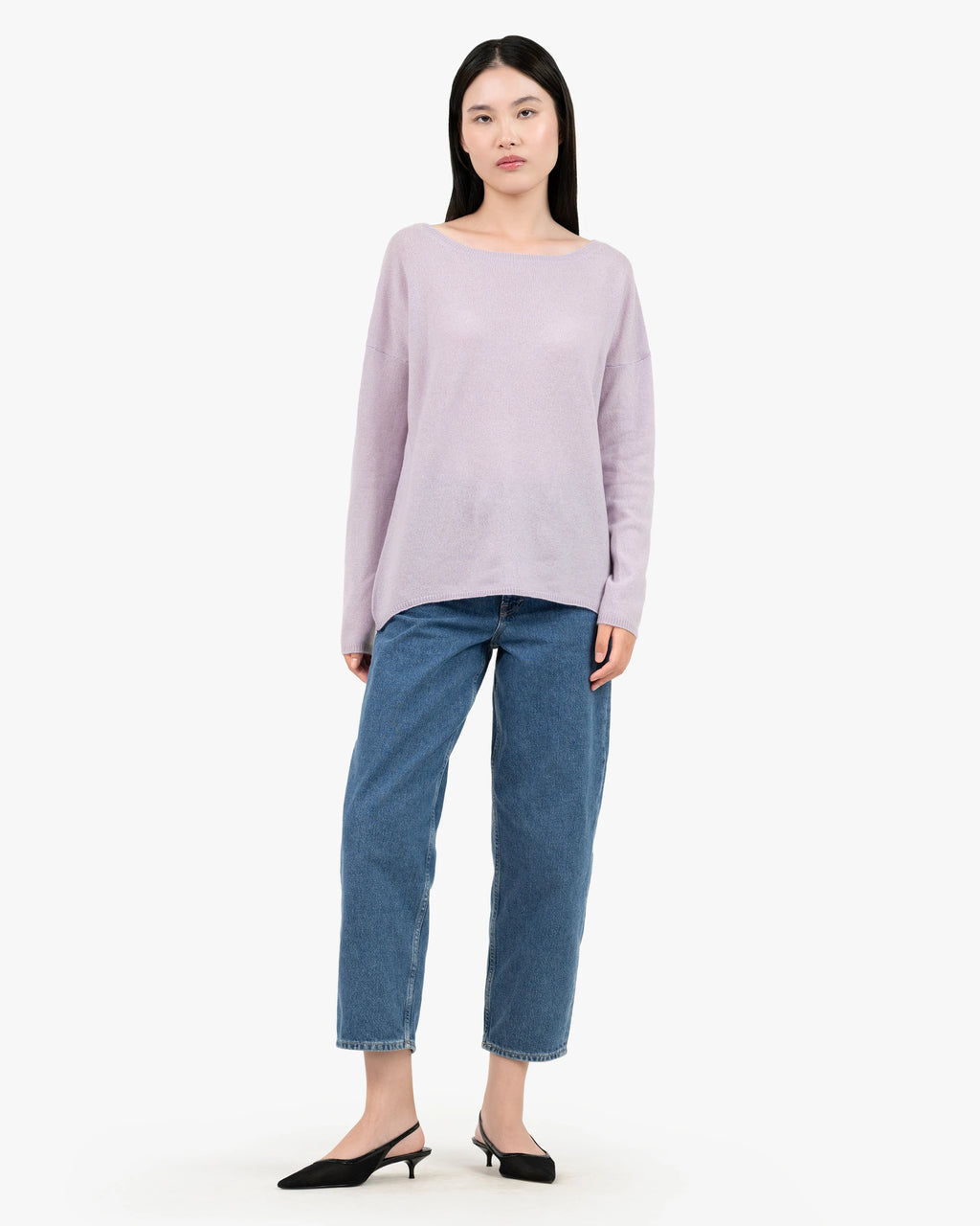 Lightness Boat Neck Sweater - Lilac Cashmere