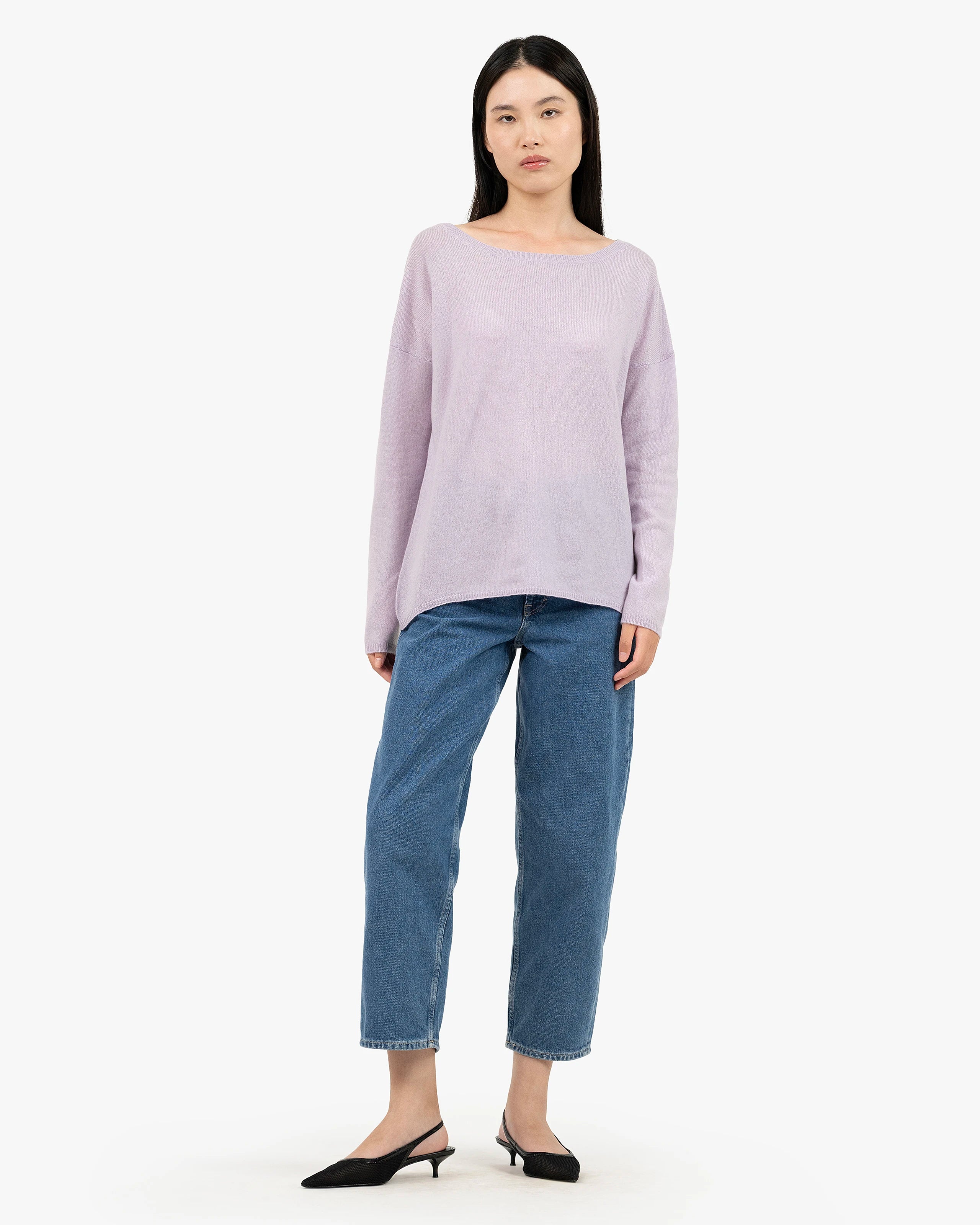 Lightness Boat Neck Sweater - Lilac Cashmere