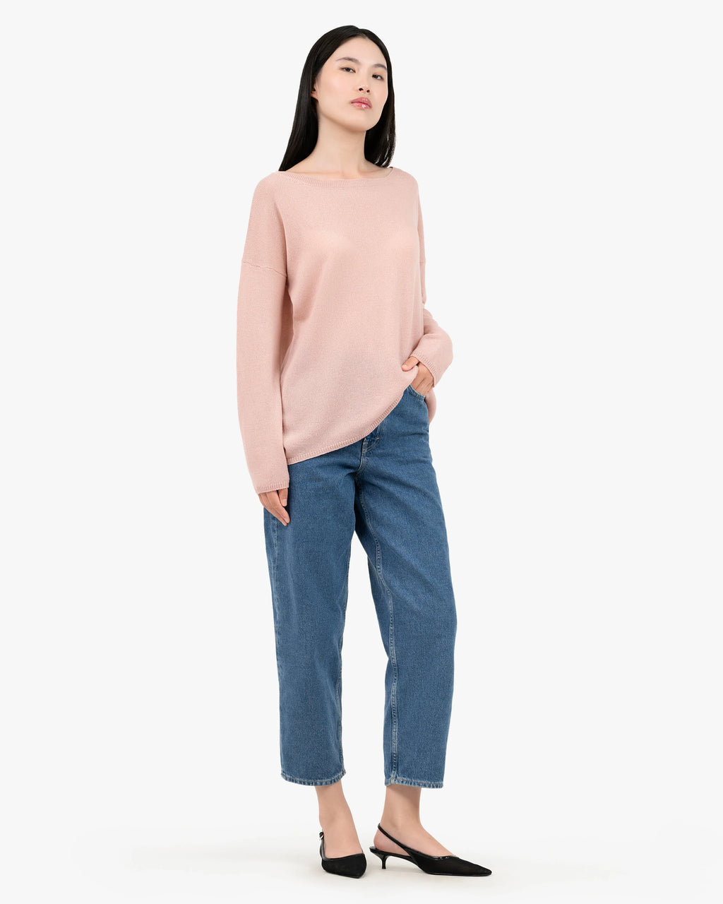 Lightness Boat Neck Sweater - Rose Cashmere