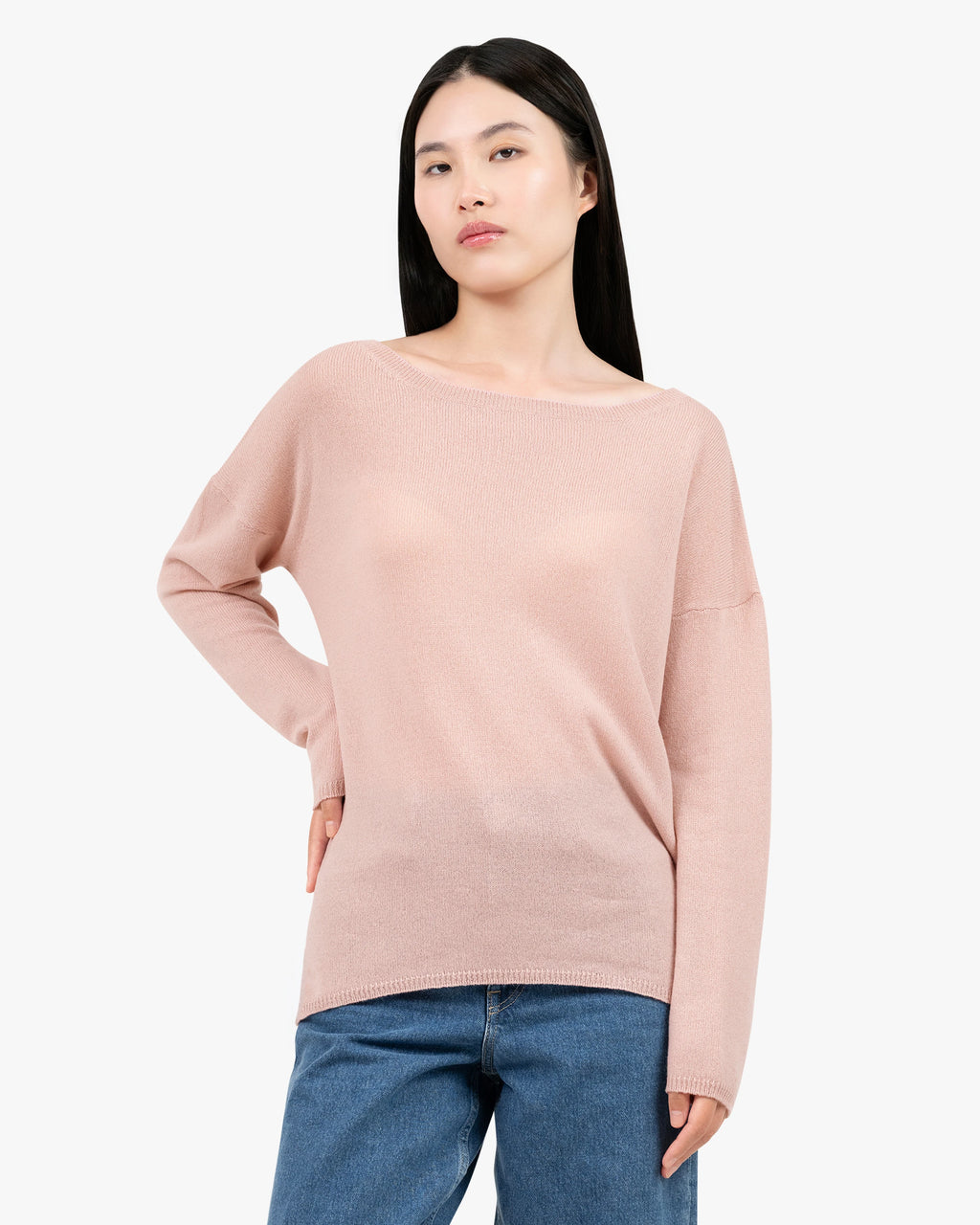 Lightness Boat Neck Sweater - Rose Cashmere