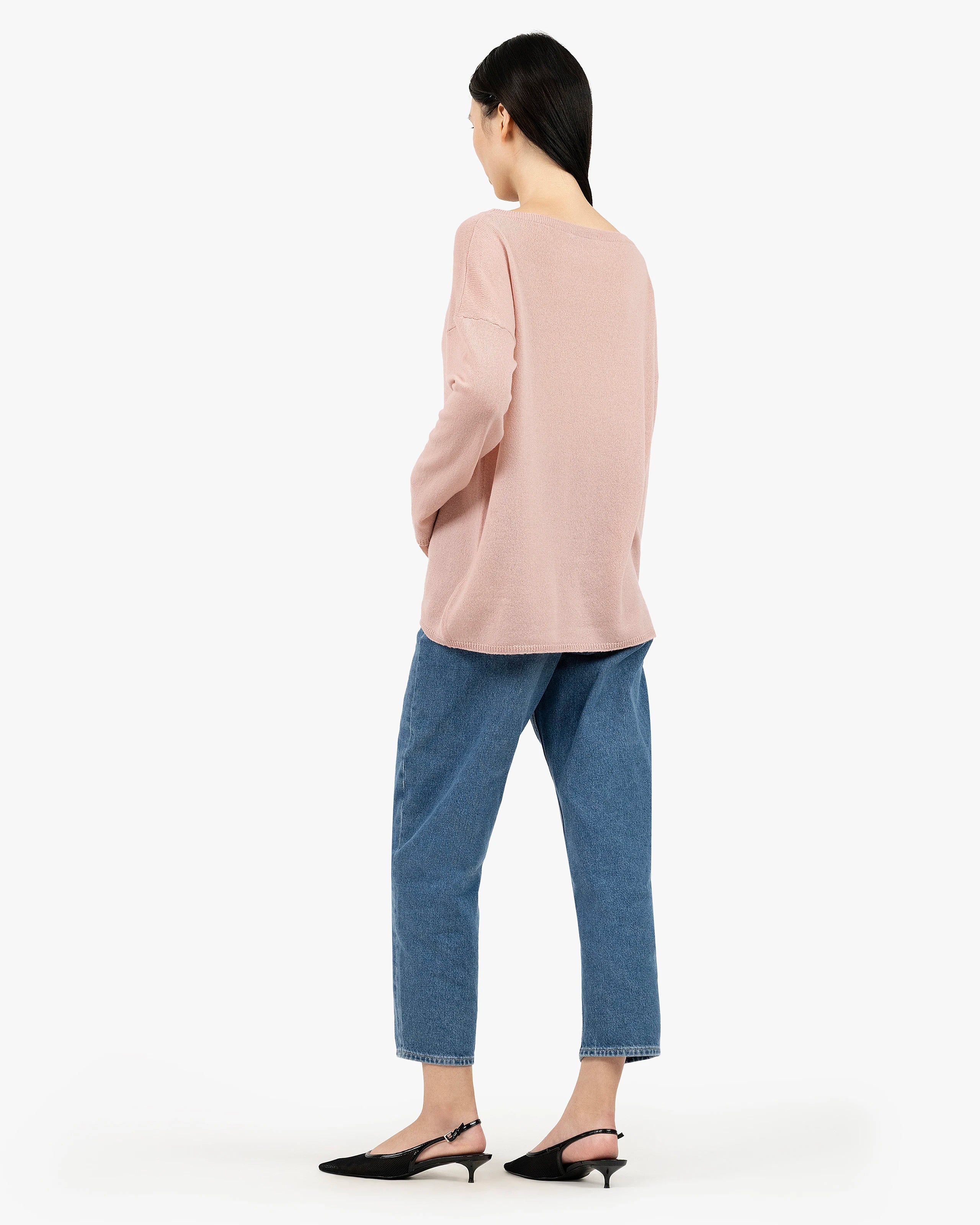 Lightness Boat Neck Sweater - Rose Cashmere