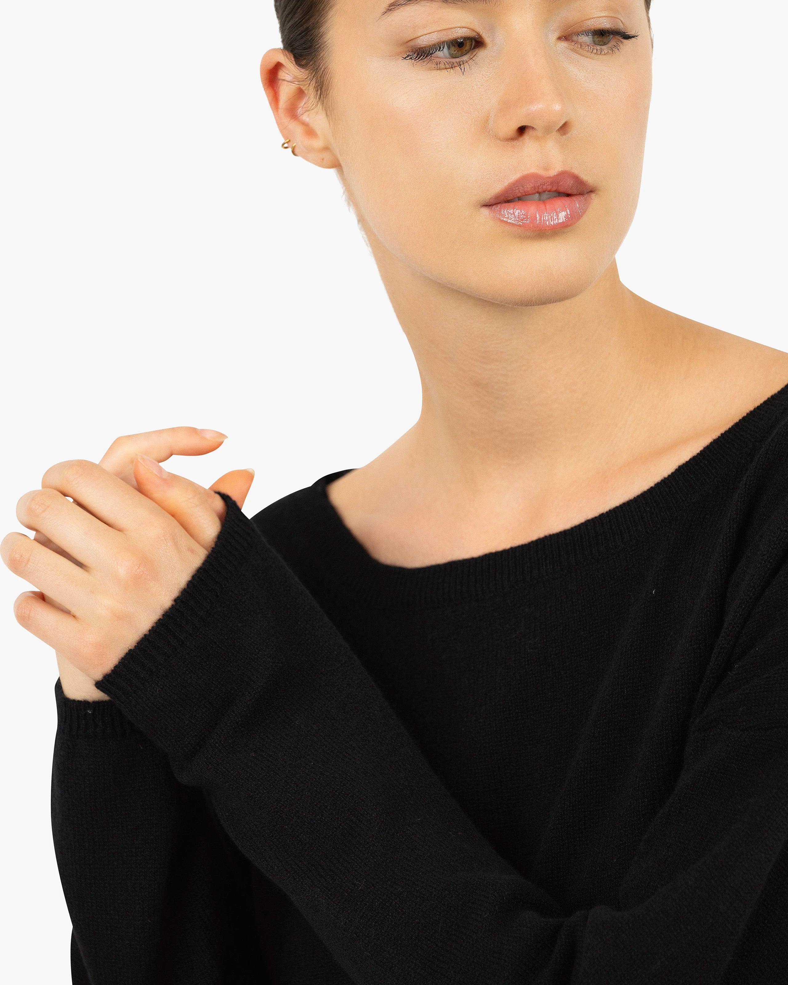Lightness Boat Neck Sweater - Black Cashmere