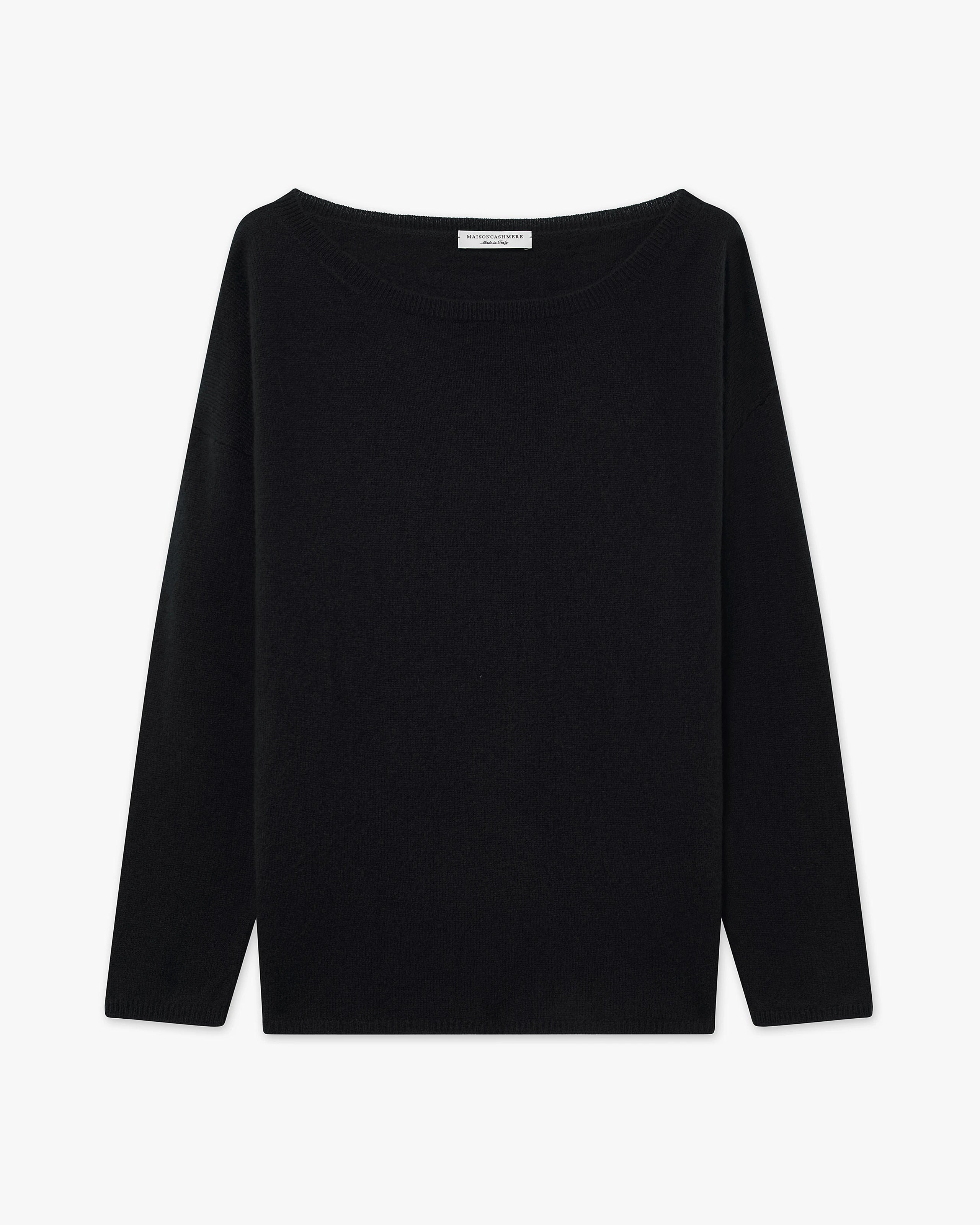 Lightness Boat Neck Sweater - Black Cashmere