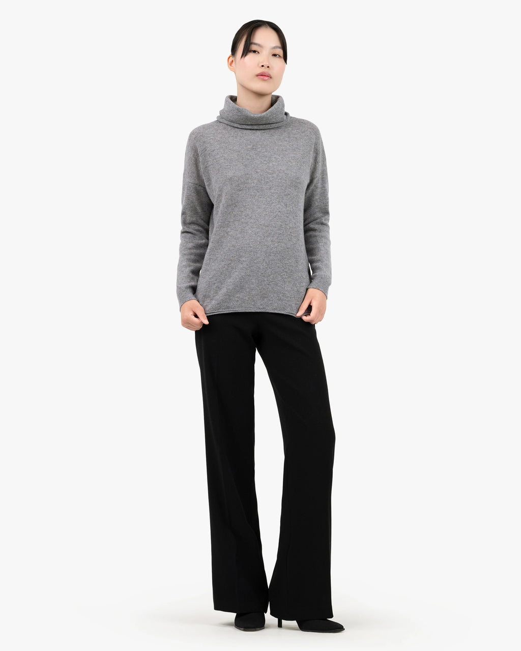 Lightness Cowl Neck Sweater - Medium Grey Cashmere