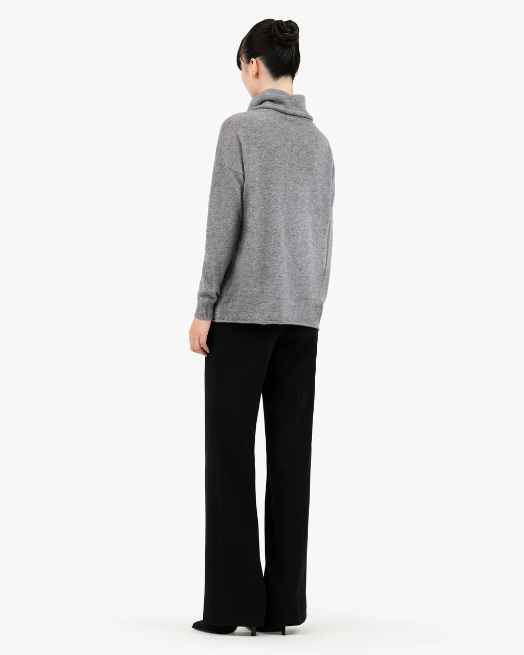 Lightness Cowl Neck Sweater - Medium Grey Cashmere