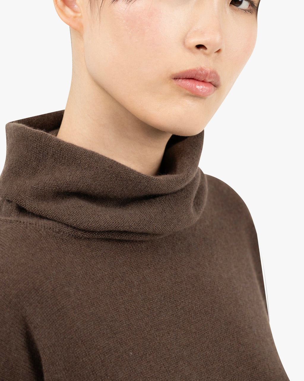 Lightness Cowl Neck Sweater - Brown Cashmere