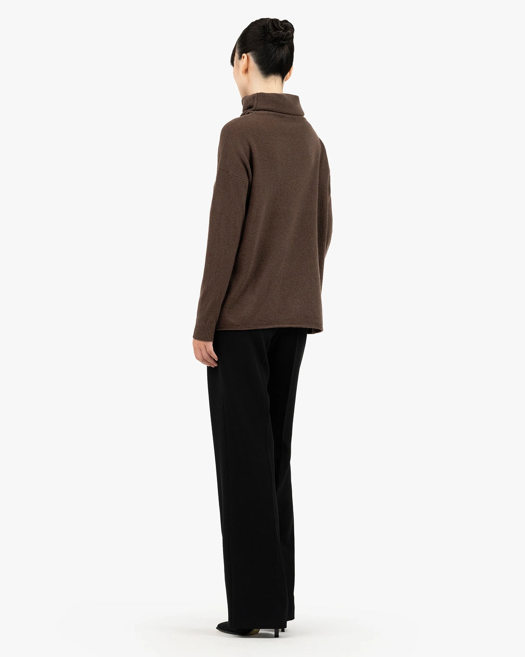 Lightness Cowl Neck Sweater - Brown Cashmere