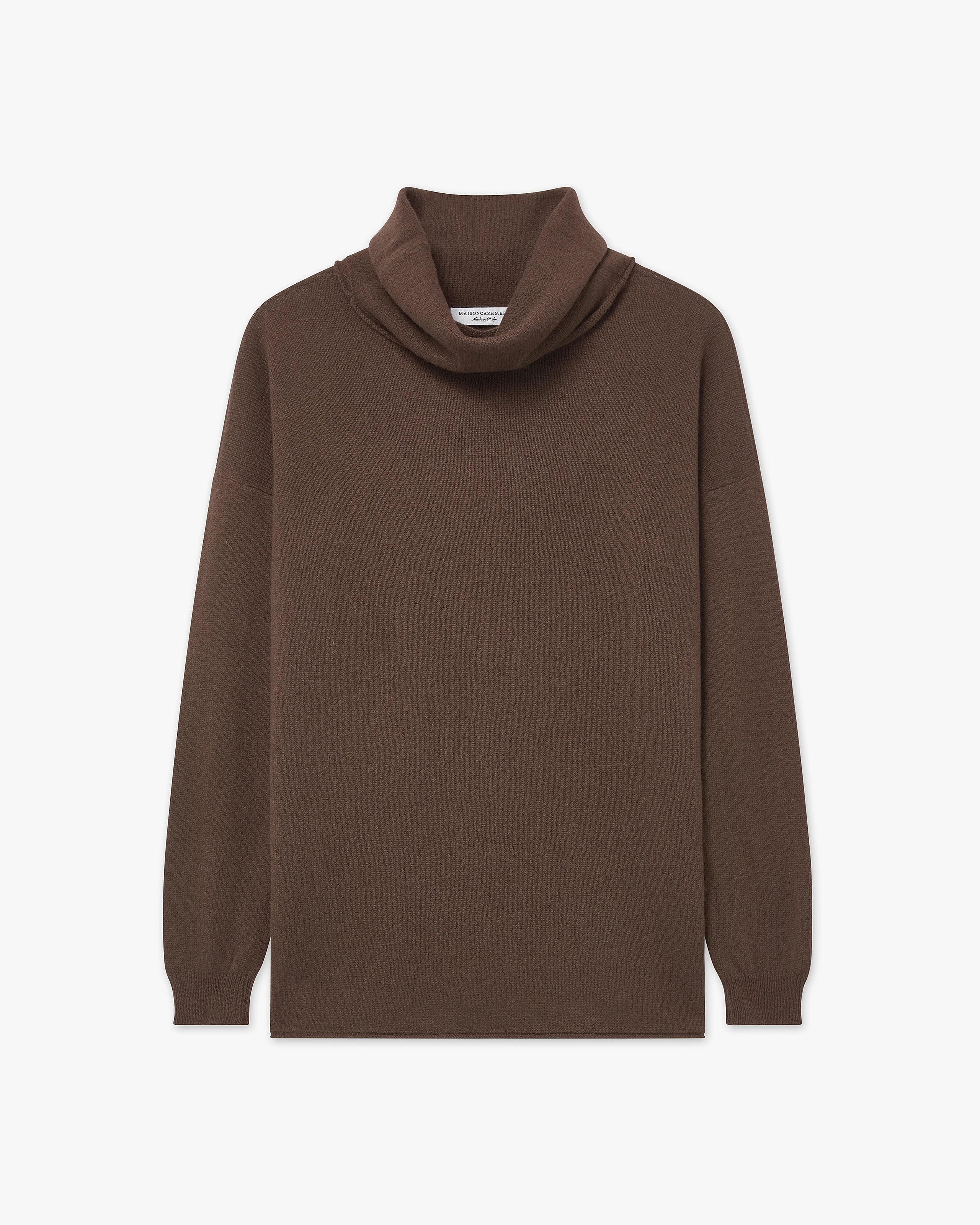 Lightness Cowl Neck Sweater - Brown Cashmere