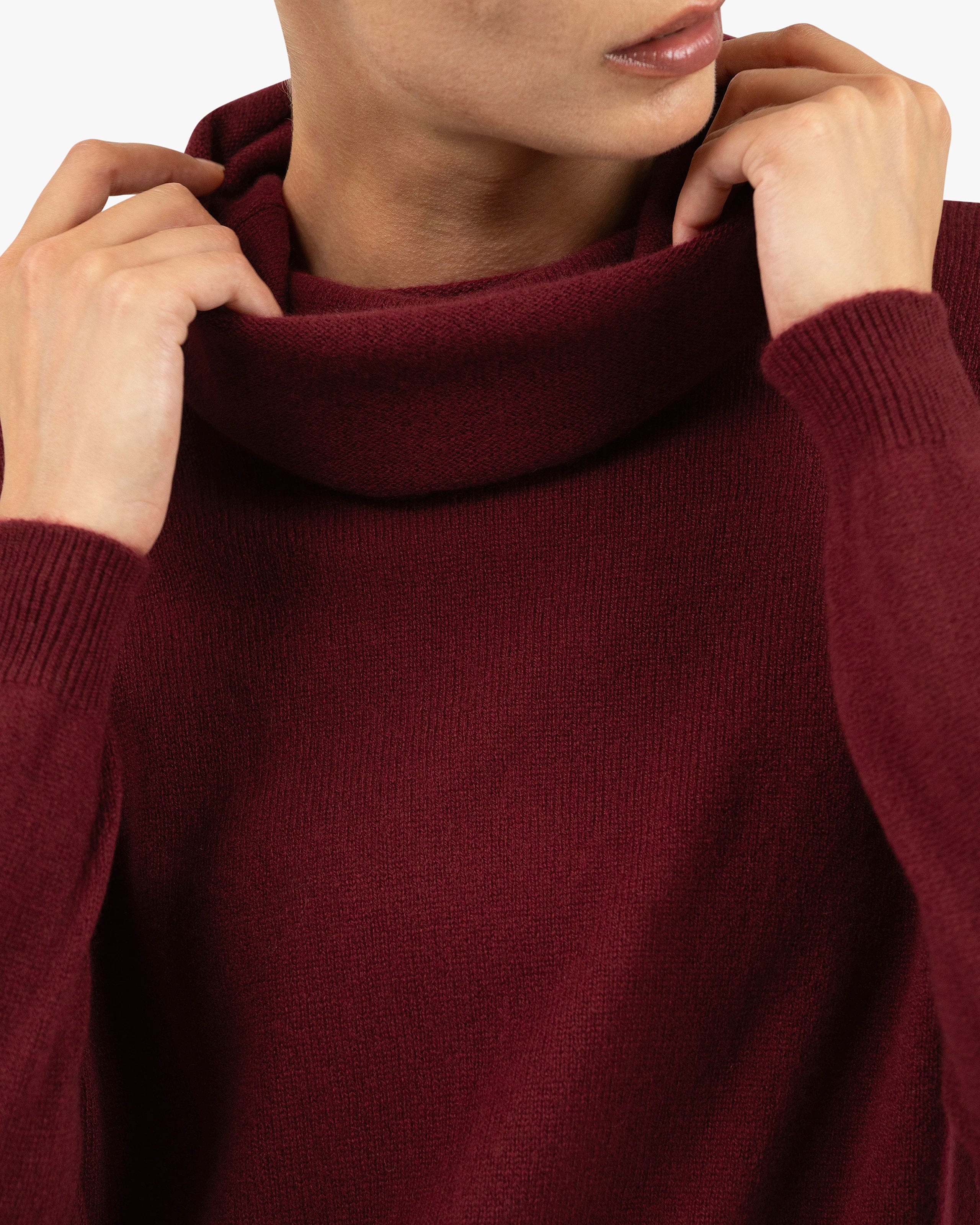 Lightness Cowl Neck Sweater - Bordeaux Cashmere