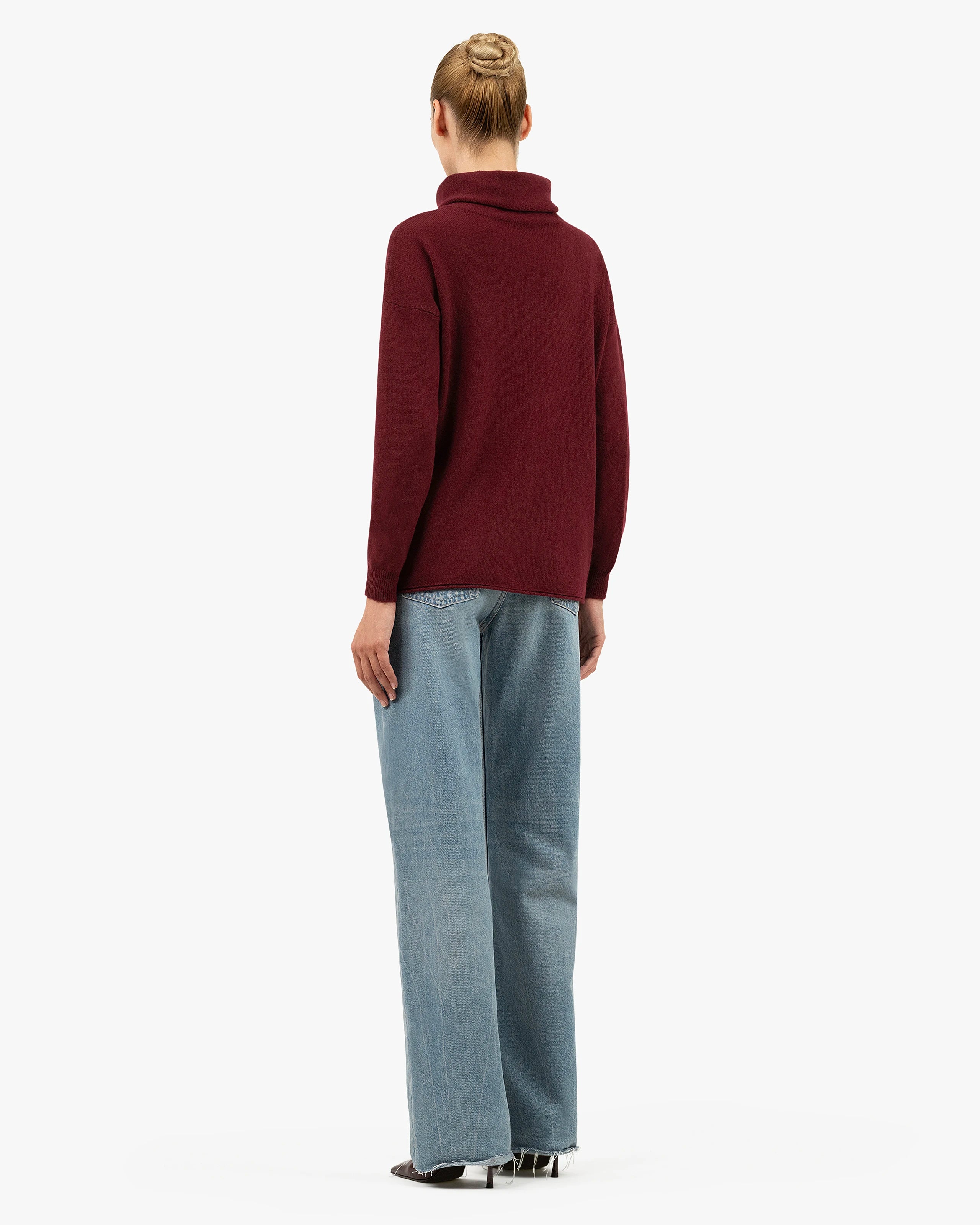 Lightness Cowl Neck Sweater - Bordeaux Cashmere