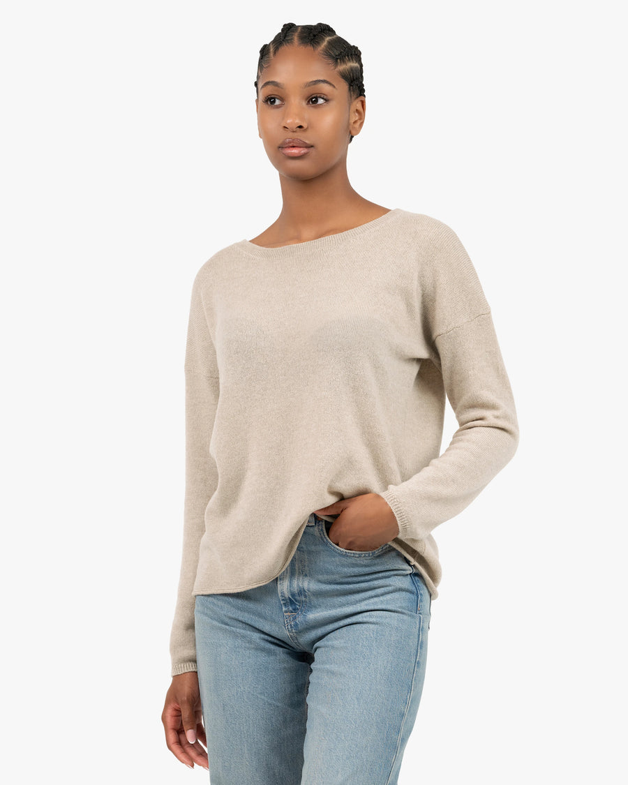 Lightness Crew Neck Sweater - Beige Cashmere