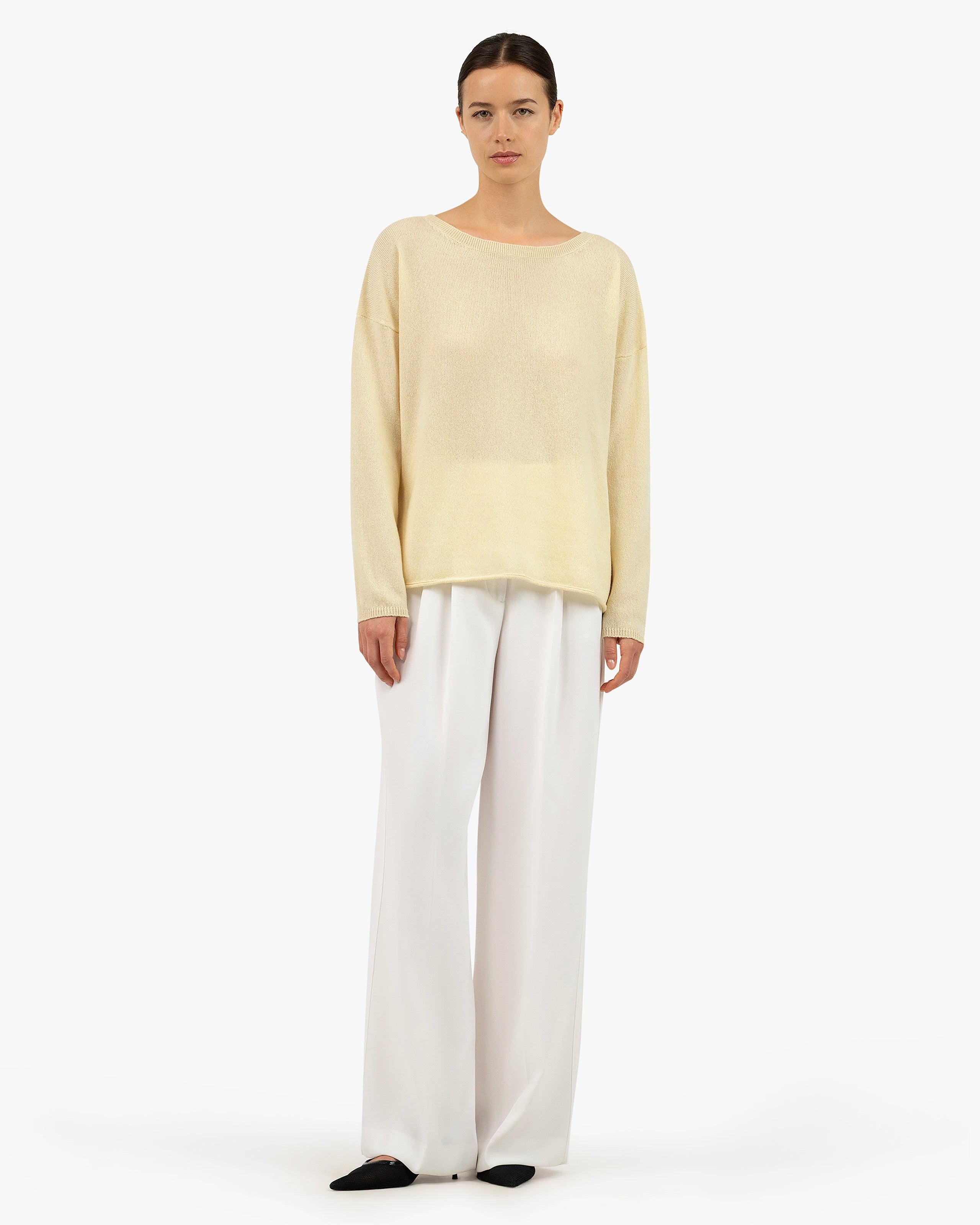Lightness Crew Neck Sweater - Yellow Cashmere