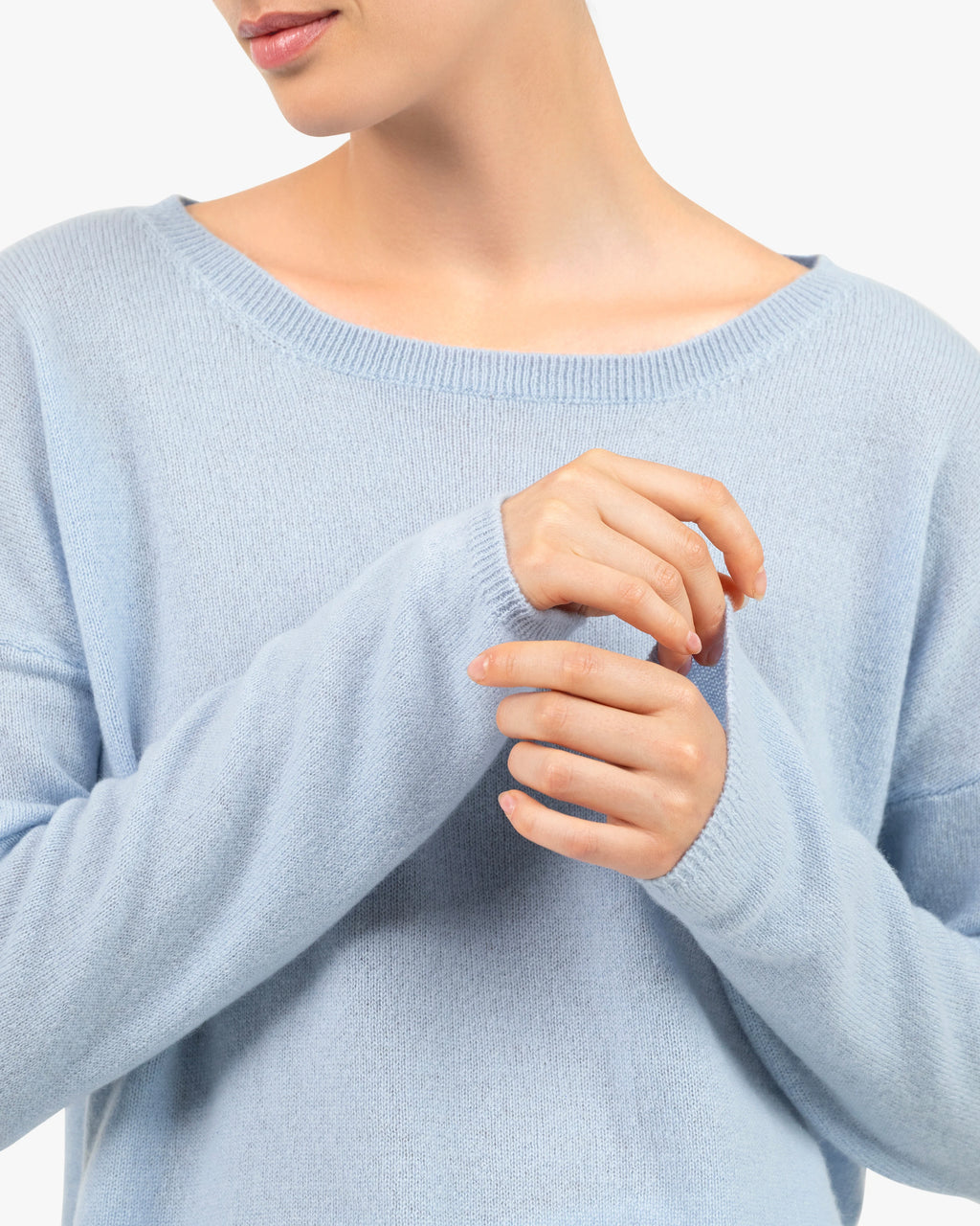 Lightness Crew Neck Sweater - Light Blue Cashmere