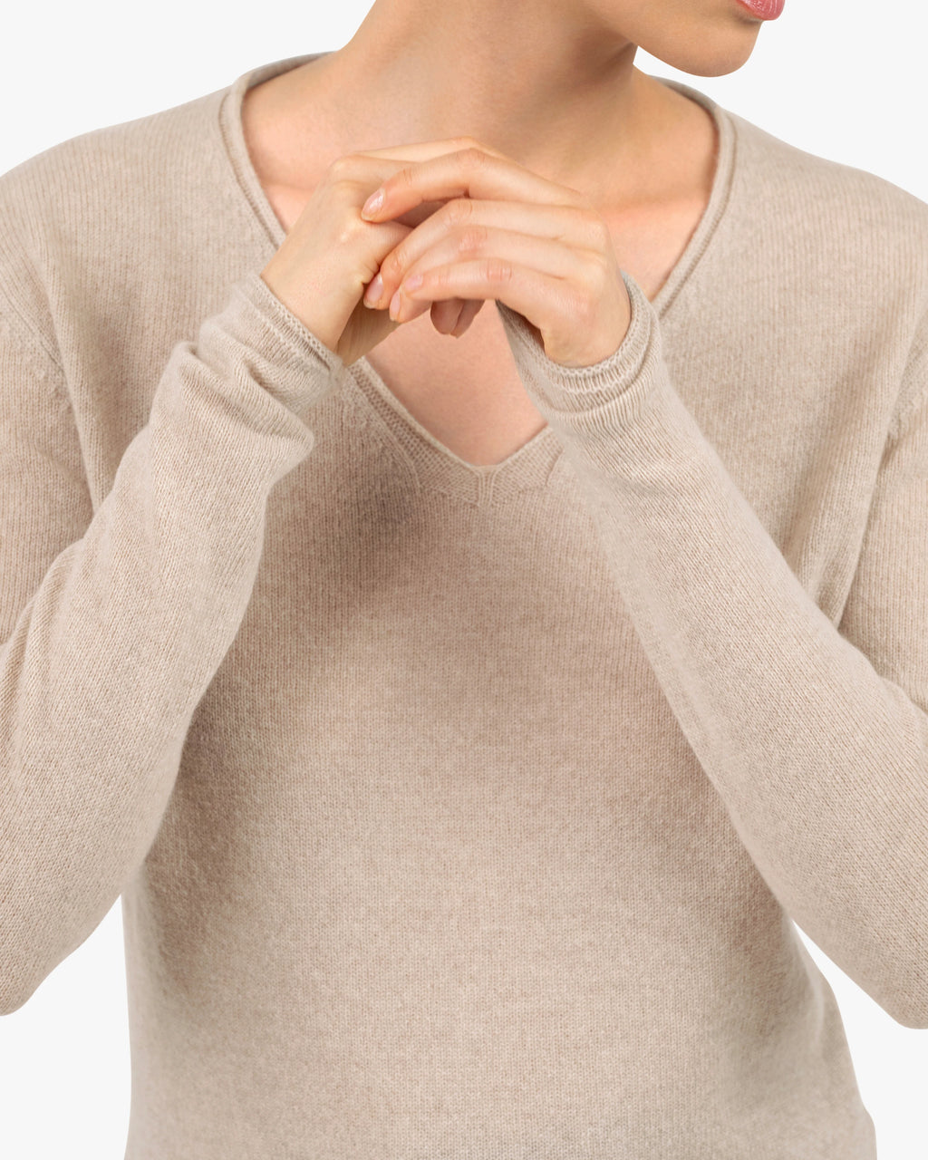 Lightness V-Neck Sweater - Beige Cashmere