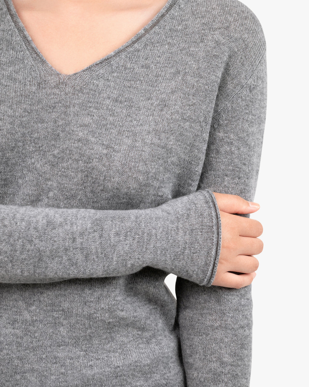 Lightness V-Neck Sweater - Medium Grey Cashmere